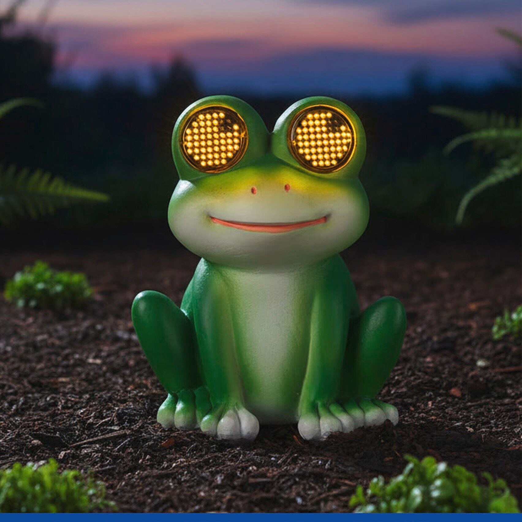 Maximex LED Dekofigur Modell Blinky Eyes Frosch, Ein-/Ausschalter, LED fest integriert, Warmweiß, solarbetriebene Gartenfigur mit leuchtenden Augen, für Garten & Balkon