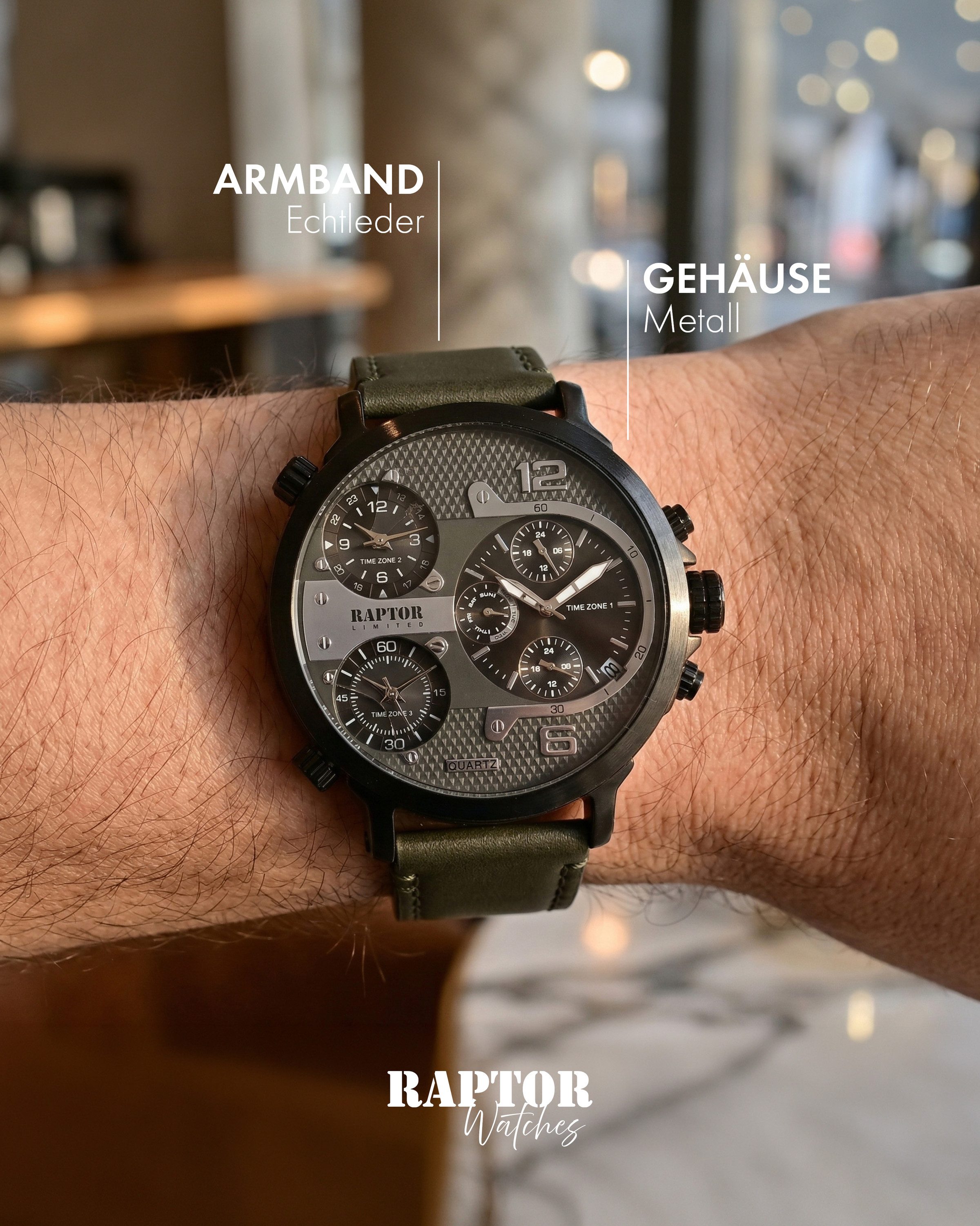 Raptor Limited Quarzuhr Maxx, silberfarbig, Datumsanzeige
