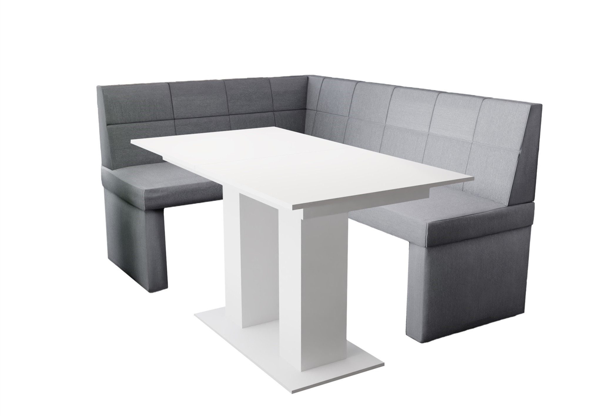 Fun Möbel Eckbankgruppe Eckbankgruppe „BLAKE XL“ Größe 196x142cm mit Tisch Weiß matt, ausziehbarer Tisch