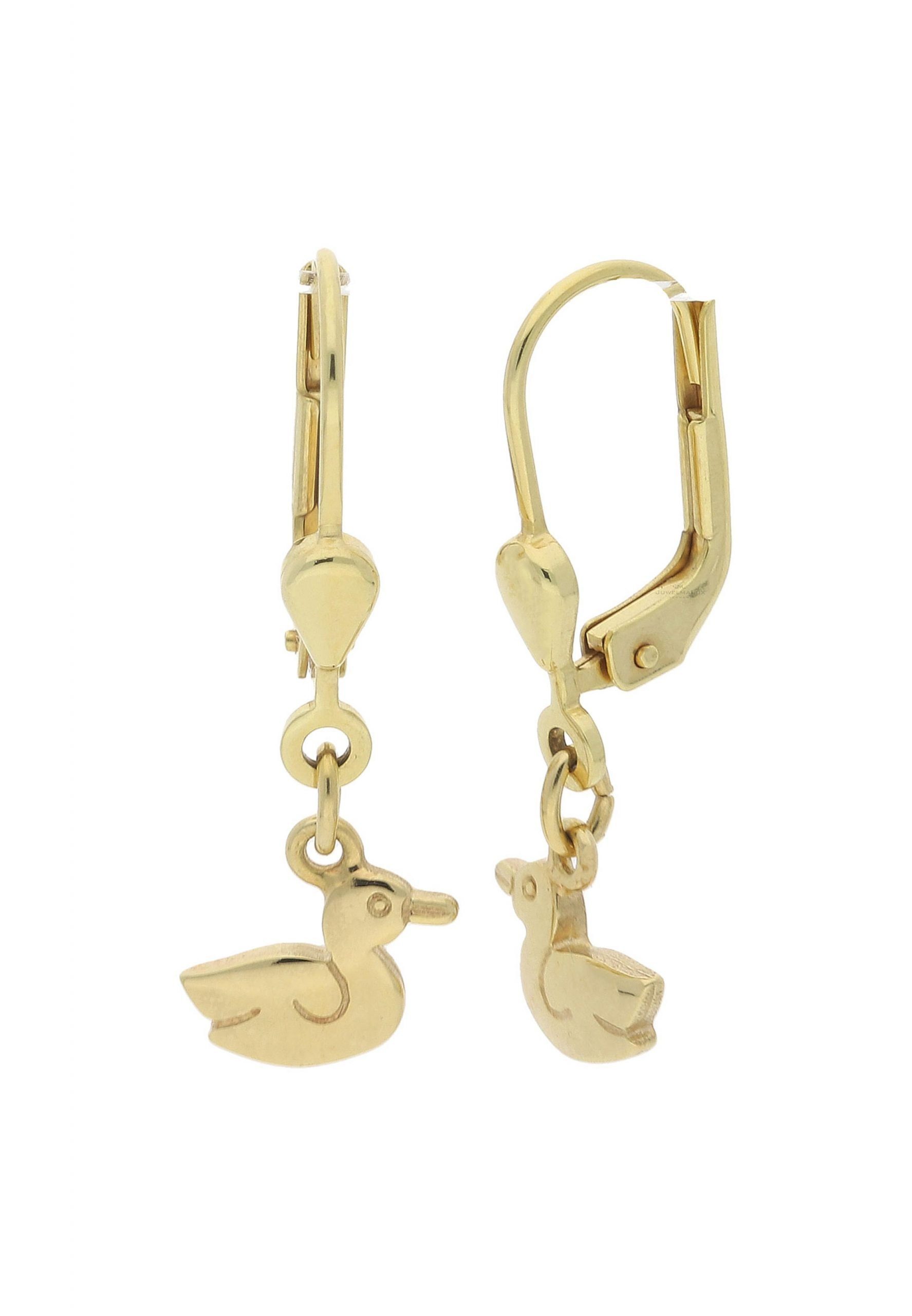 JuwelmaLux Paar Ohrhänger Ohrhänger Gold Ente Kinderohrringe 23,8 mm (2-tlg), Mädchen Ohrhänger Gold 333/000, inkl. Schmuckschachtel