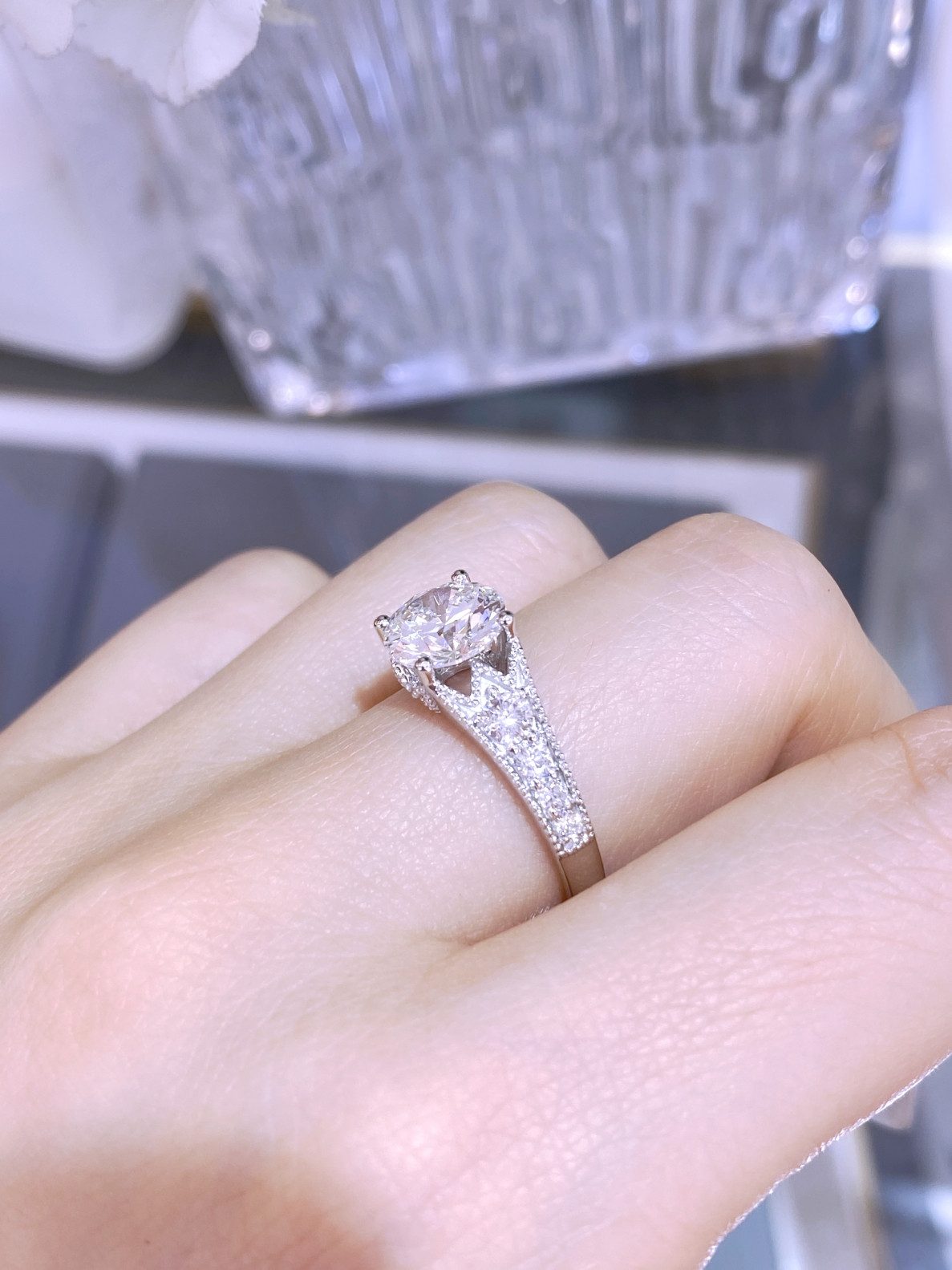 Meeye Diamantring 1.5ct D VS1 Labordiamant Ring,Eheringe,Ring Damen,Ring mit Gravur, 14K Gold,Brillantschliff,Promise Ring,Verlobungsring,Geschenk für Frau