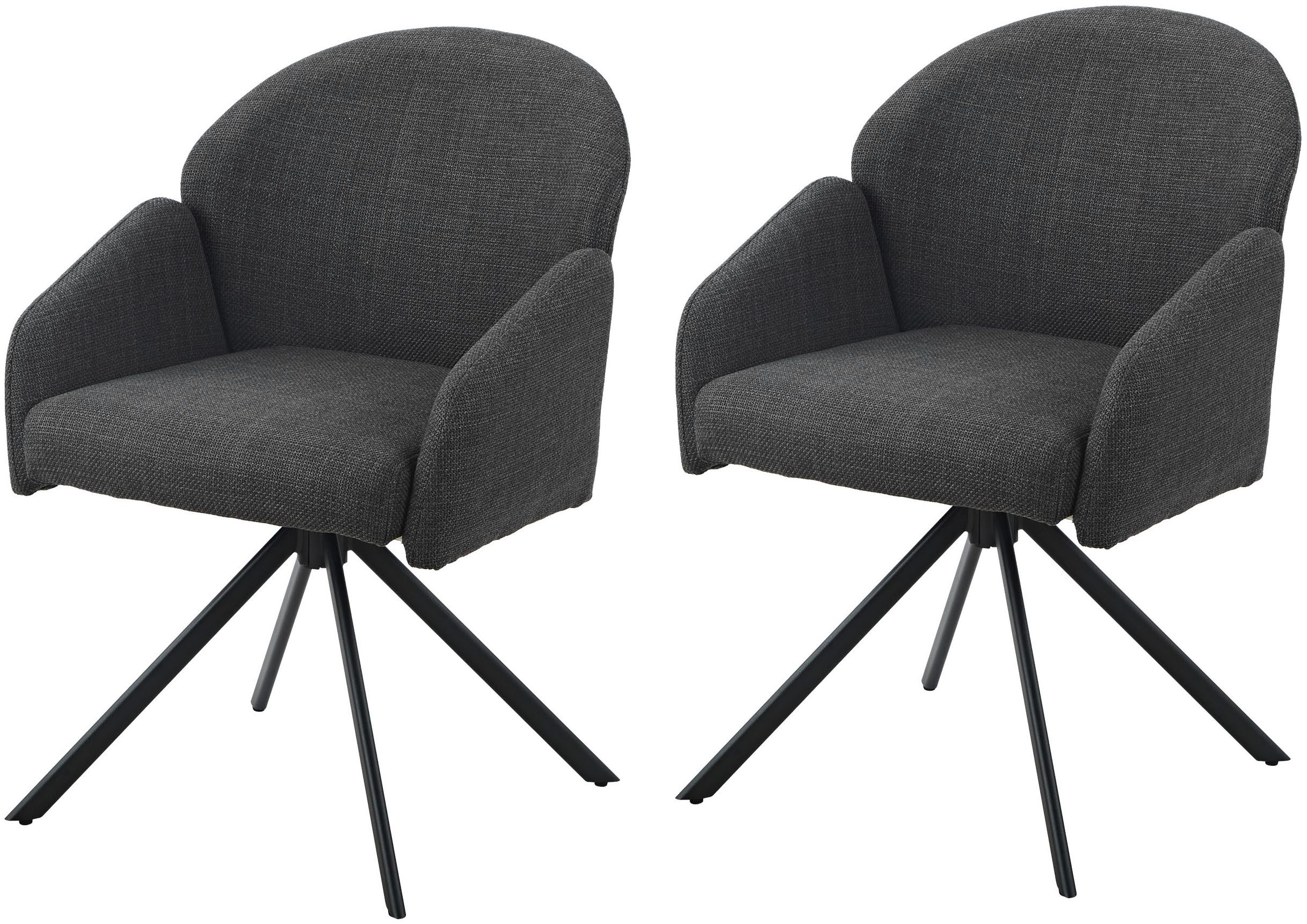 HELA Armlehnstuhl HOLLY (Set, 2 St), 360° drehbar, Armlehnen, Gestell angepasst, Swing Back Komfortrücken