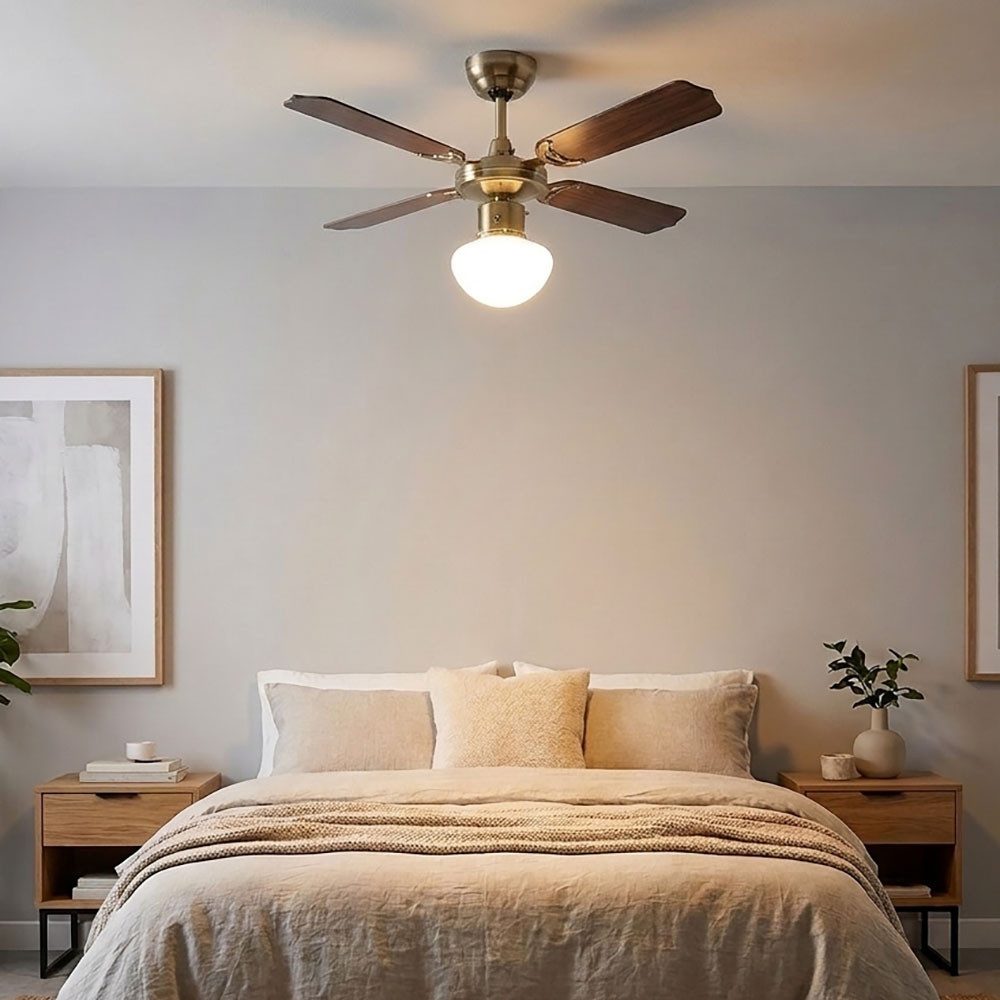 etc-shop Deckenventilator, LED Deckenventilator mit Zugschalter Deckenlampe Sommer Wintermodus