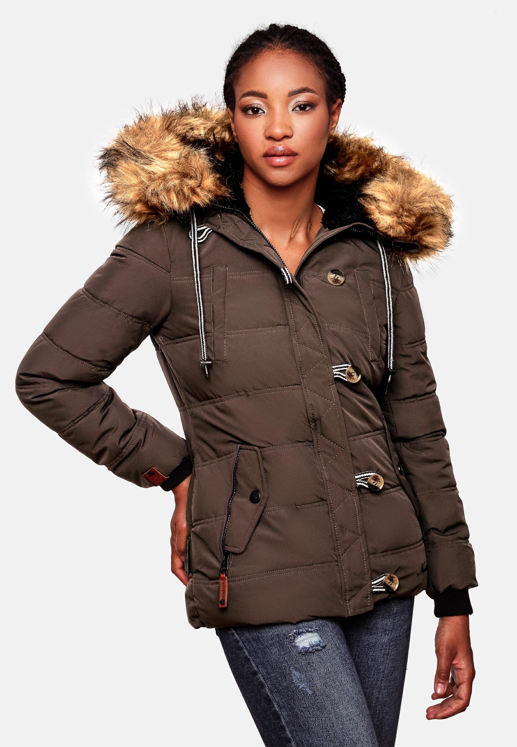 Navahoo Winterjacke Zoja stylische Steppjacke mit Kunstpelz Kapuze