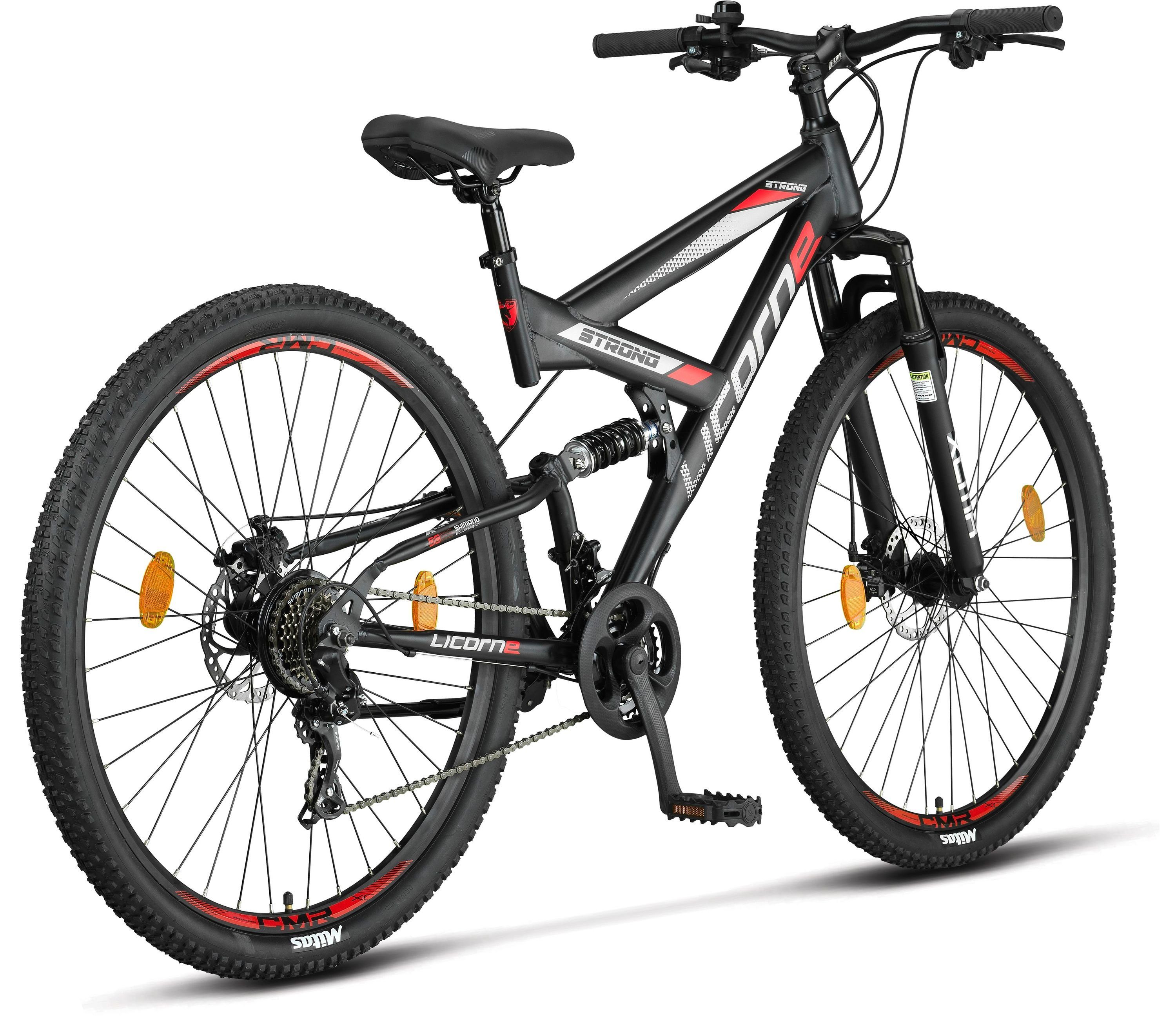 Mountainbike Bike 27,5 und Licorne Bike Zoll 26, Premium 29 Mountainbike Licorne 2D Strong Schwarz/Rot in