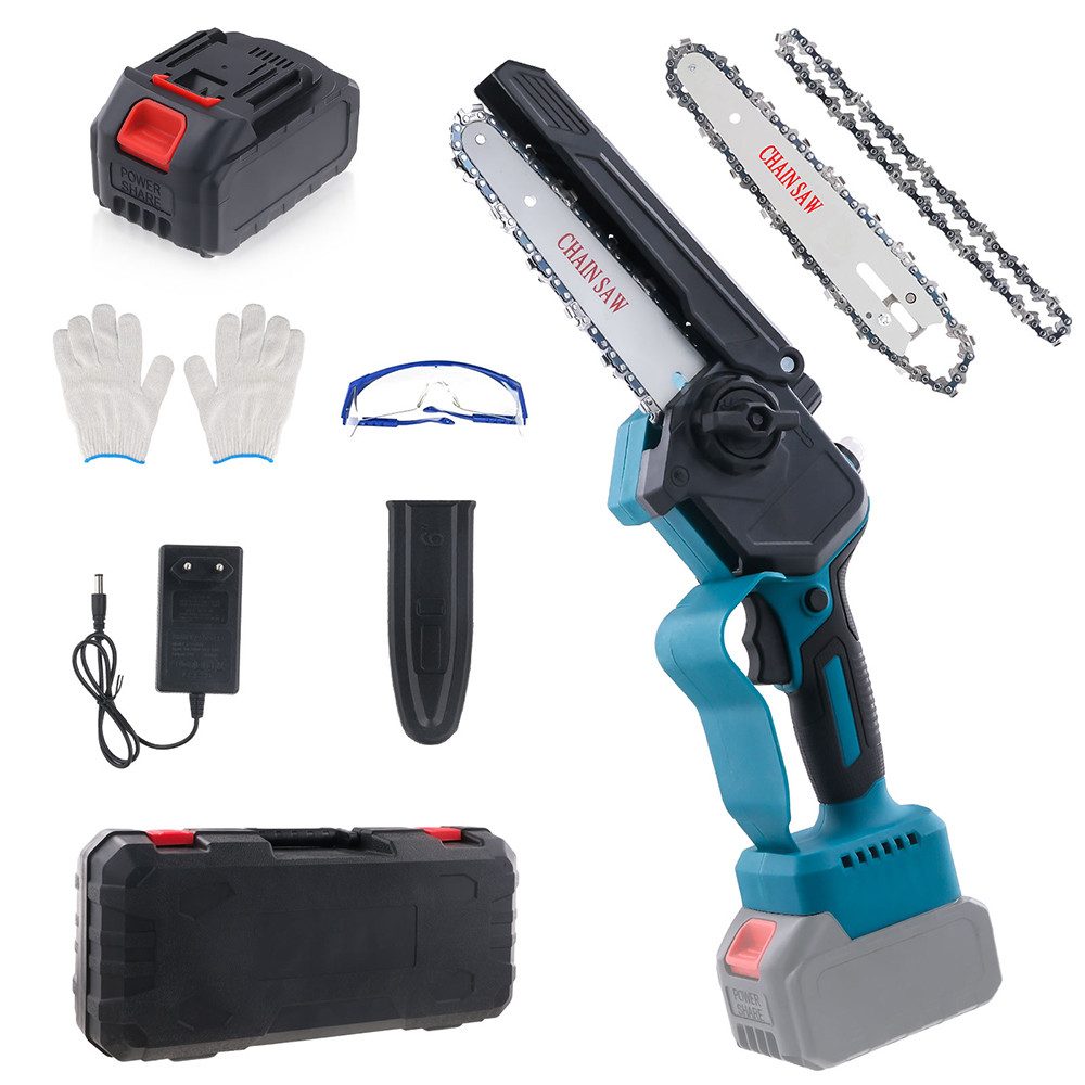 PODOFO Elektro-Kettensäge Elektrische Kettensäge, 6/8-Zoll Akku-Kettensäge, Handkettensäge, Schneiden von Ästen und Holz