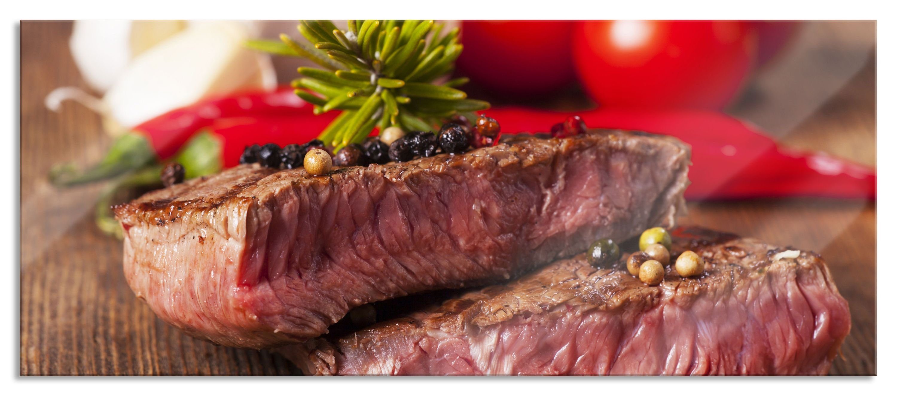 Glasbild Saftiges Pfeffer Steak