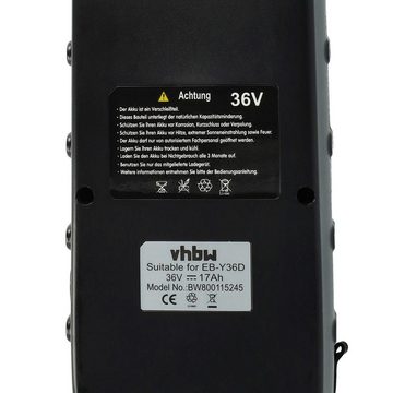 vhbw Ersatz für Winora Y420.X, Y280.X, Y610.X, Y520.X für E-Bike Akku Li-Ion 17000 mAh (36 V)