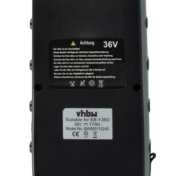 vhbw kompatibel mit Yamaha PW-ST, PW-TE, PW-X, PW-X2, PW-SE E-Bike Akku Li-Ion 17000 mAh (36 V)