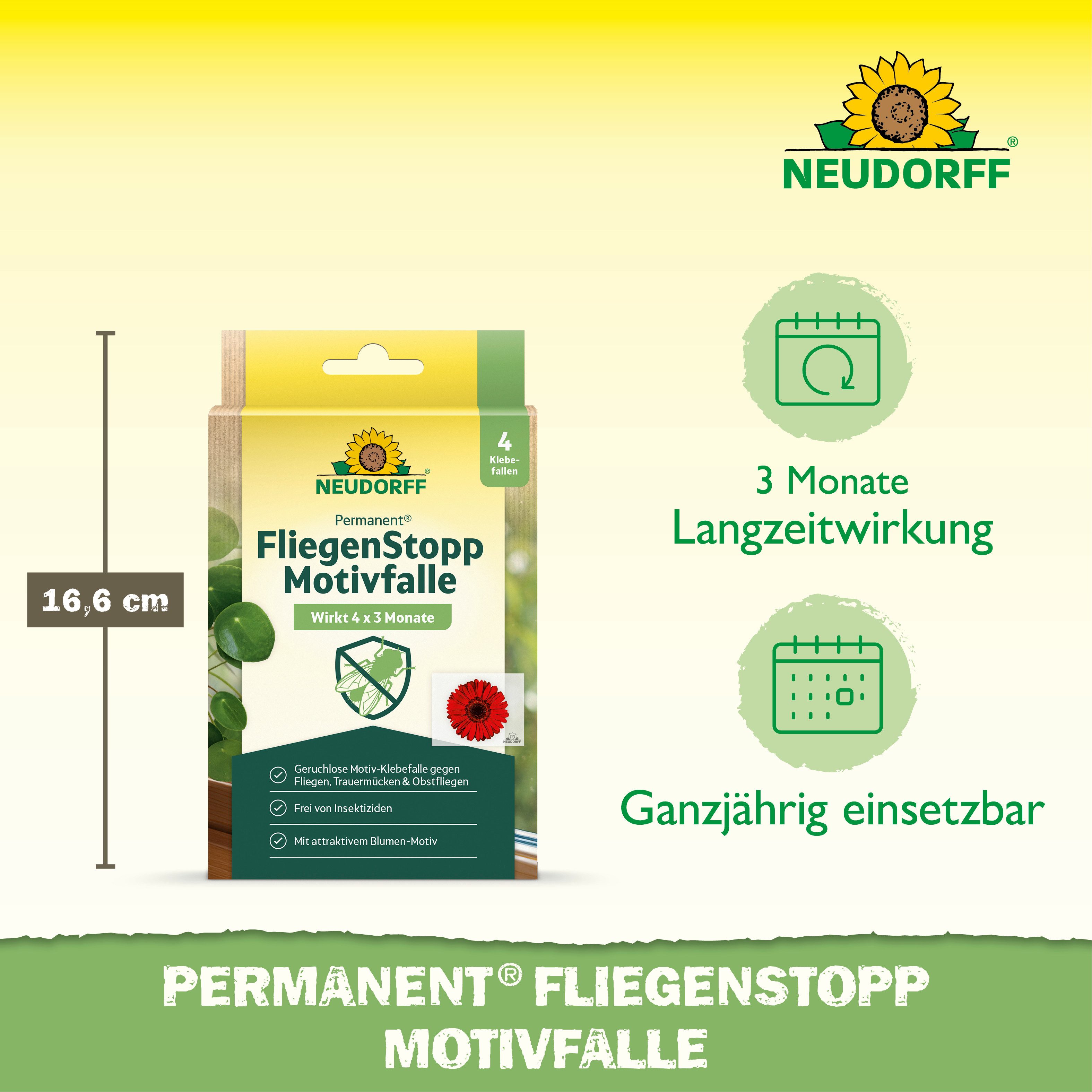 Neudorff Klebefalle Permanent FliegenStopp 4 St., Dekoratives Blumenmotiv zur Anlockung fliegender Insekten – Bild 3 von 5