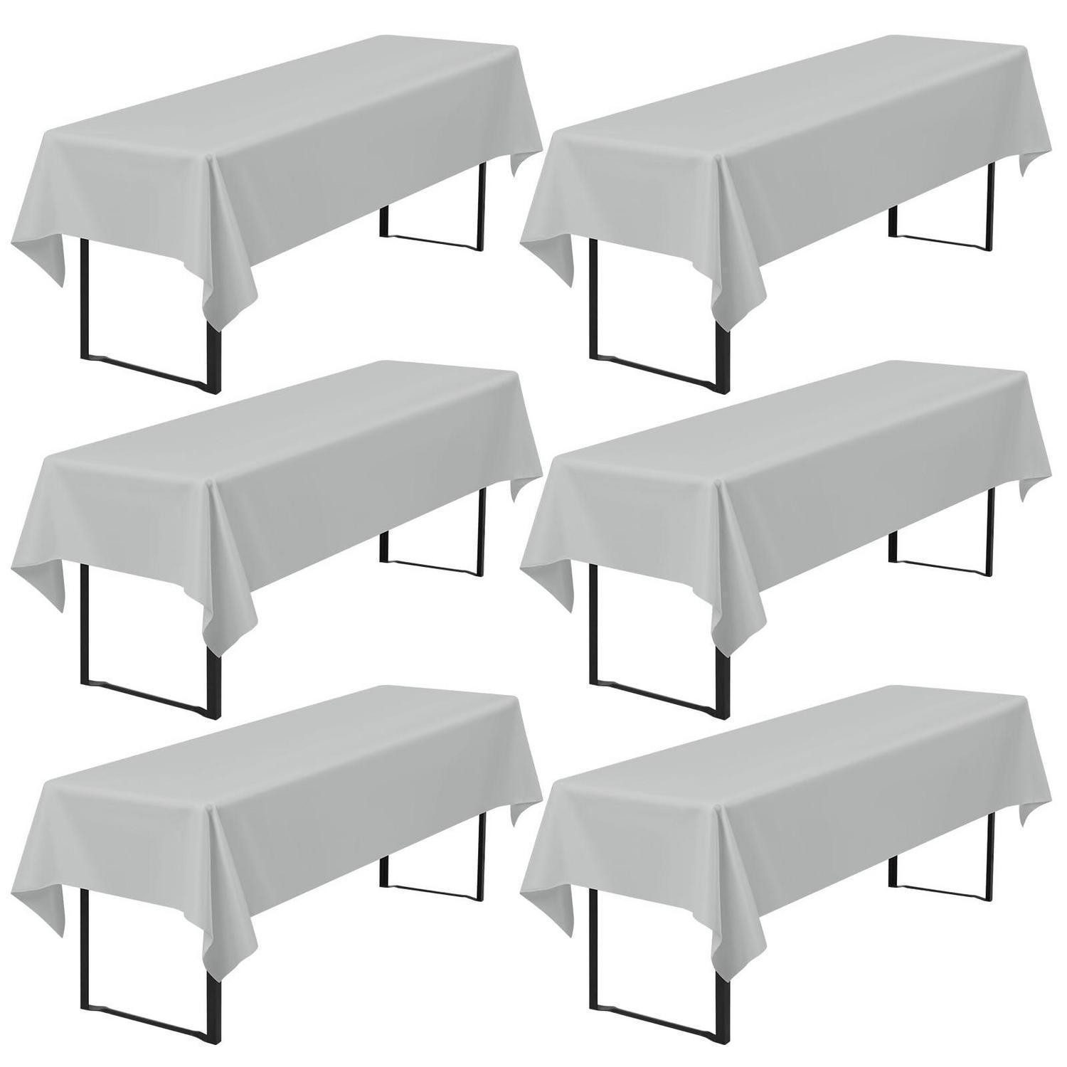 LuxusKollektion Tischdecke Biertischdecke 6er-Pack hellgrau 260x110cm (6-tlg)