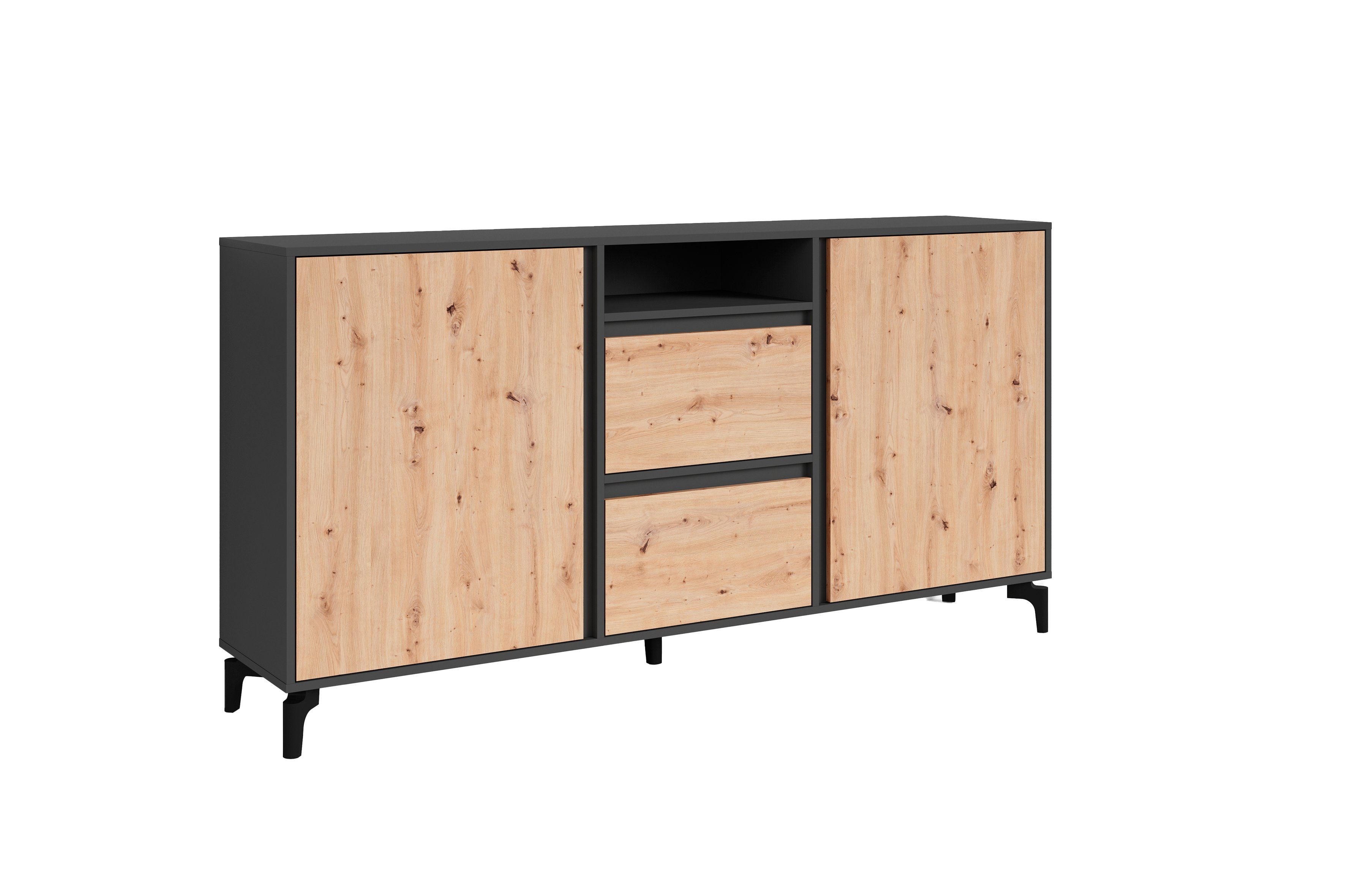 byLIVING Sideboard BLACKWOOD (Korpus in anthrazit, günstig online kaufen
