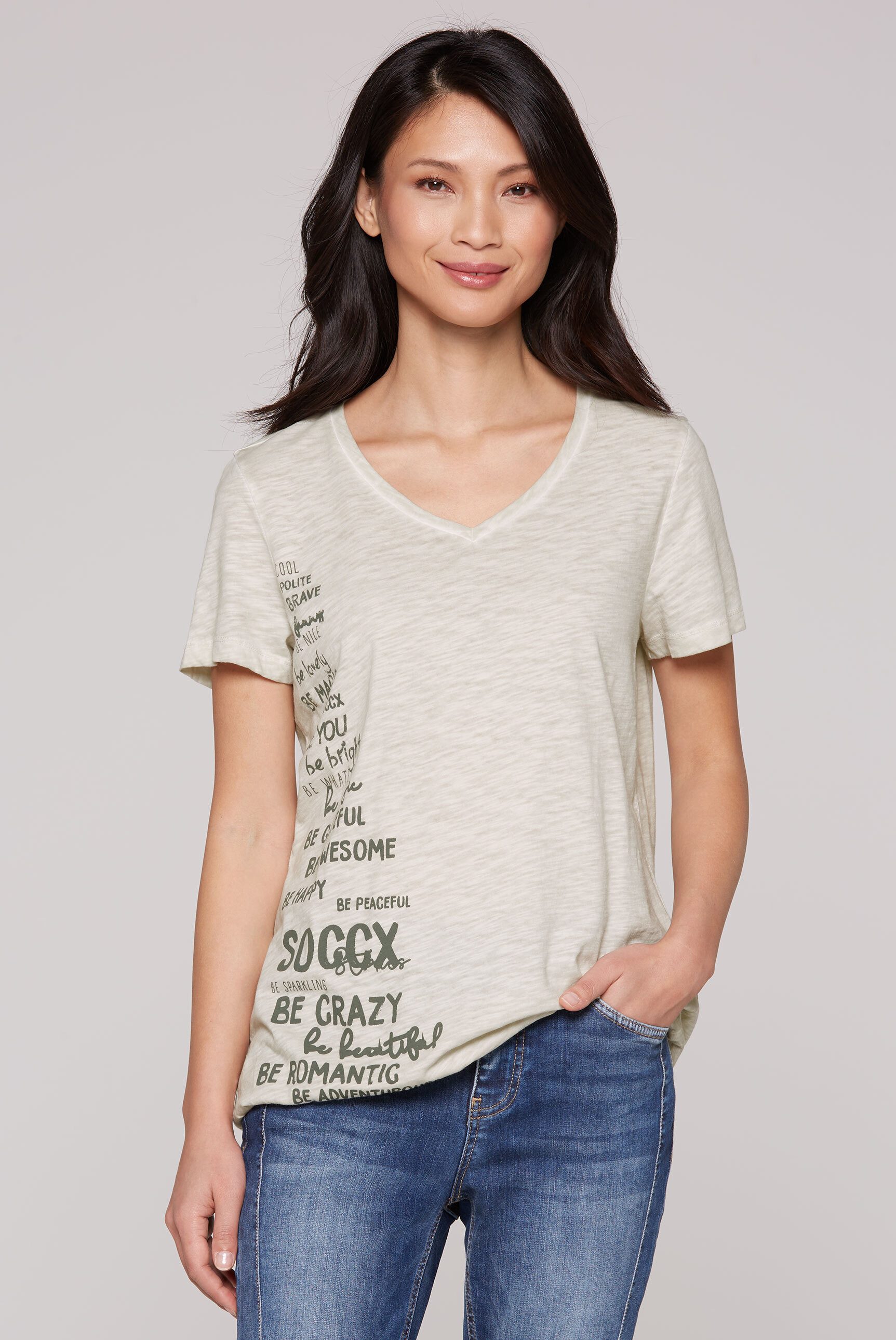 SOCCX V-Shirt, mit Gummizug im Saum günstig online kaufen