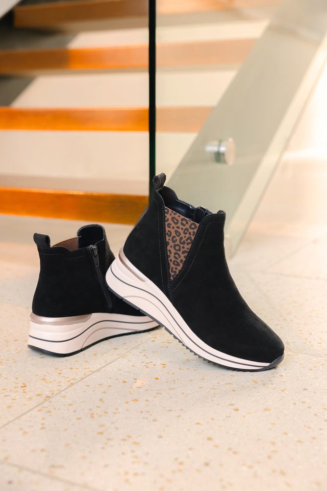 Remonte Keilstiefelette Boots, Chelseaboots, Plateaustiefelette mit Leo-Stretcheinsatz