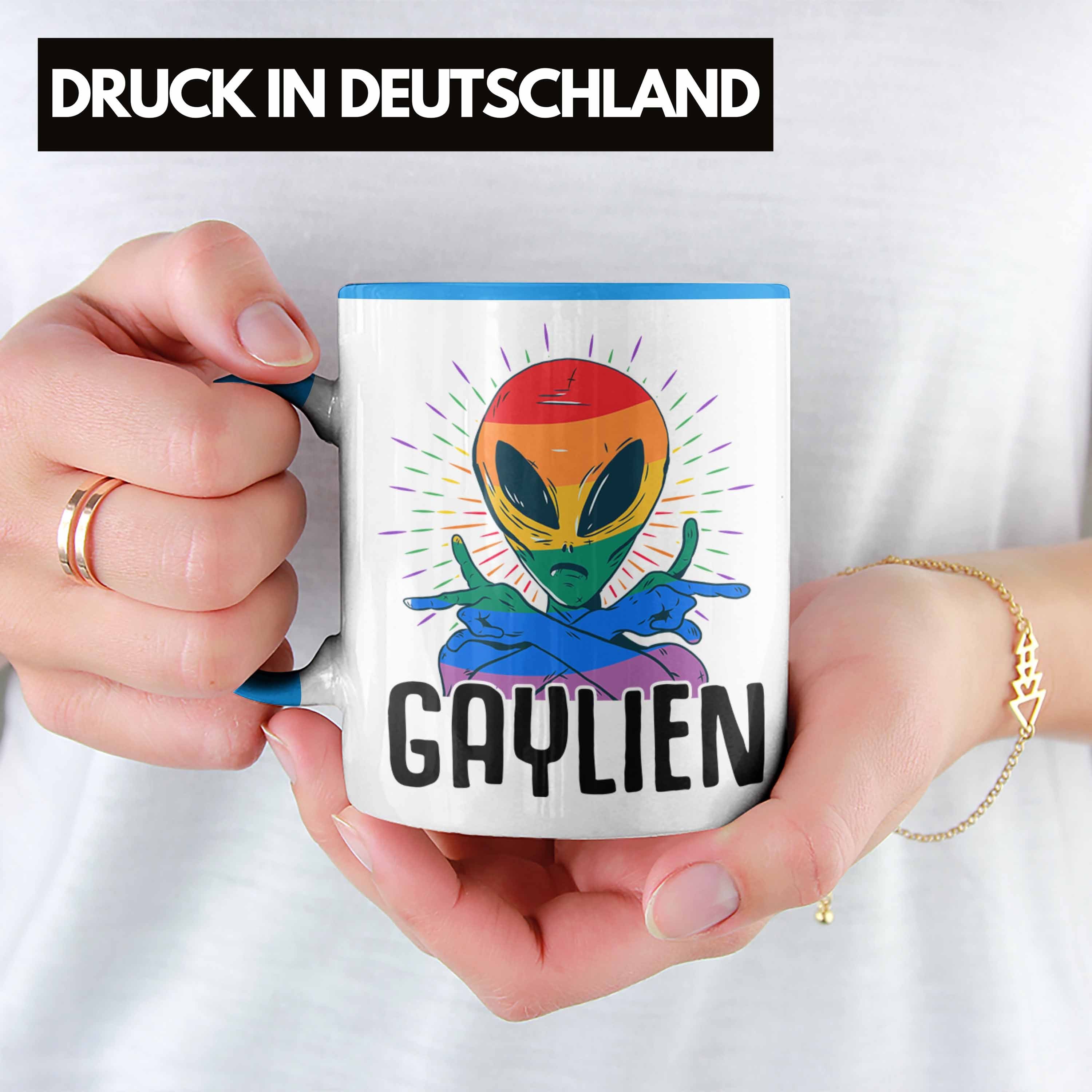 Schwule Lesben Geschenkidee Gaylien Bisexuel - Trendation LGBTQ Tasse Tasse Geschenk Blau Transgender Trendation