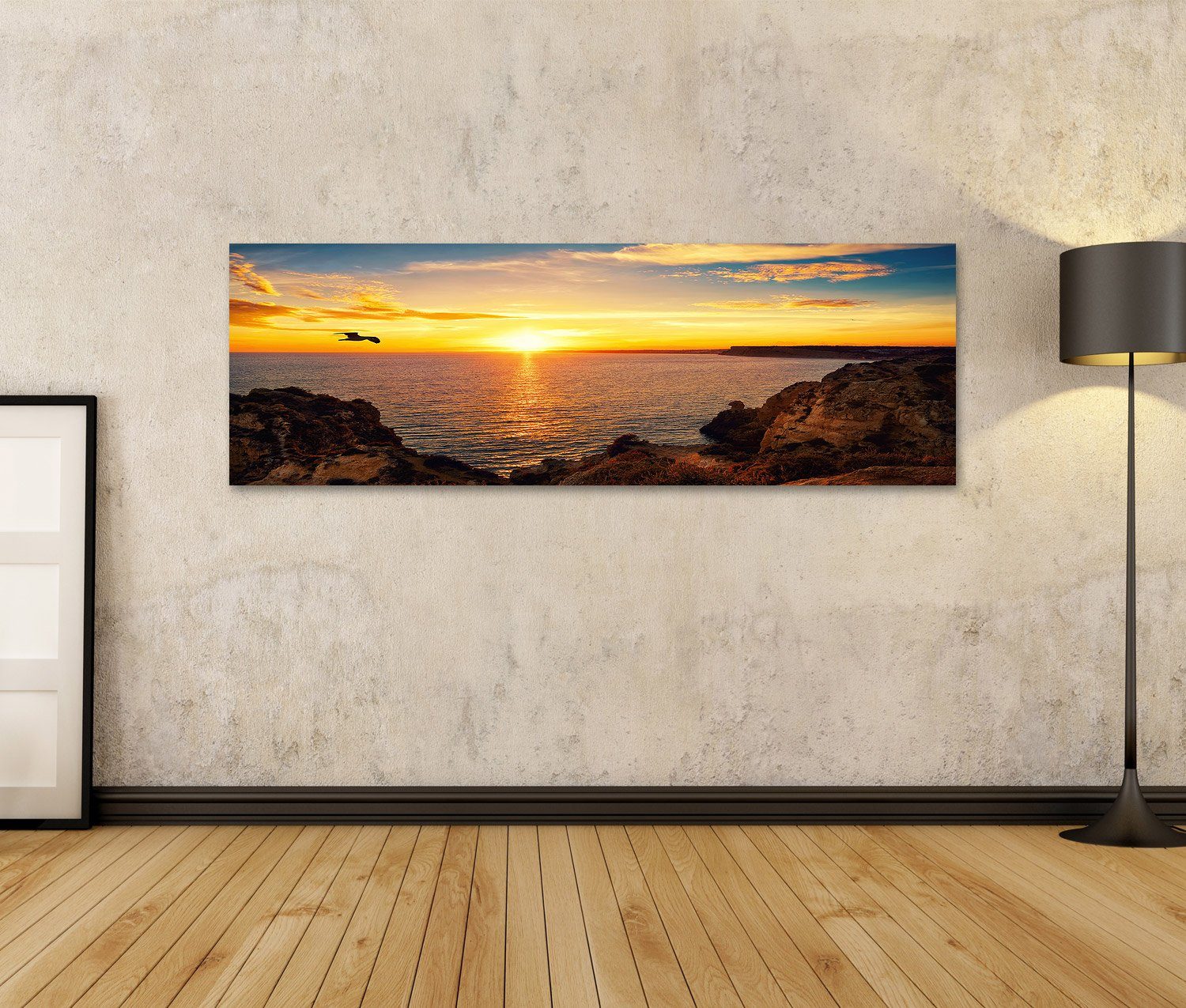 islandburner Leinwandbild Bild auf Leinwand Ruhige Sonnenuntergang Landschaft Am Meer Mit Der So – Bild 2 von 3