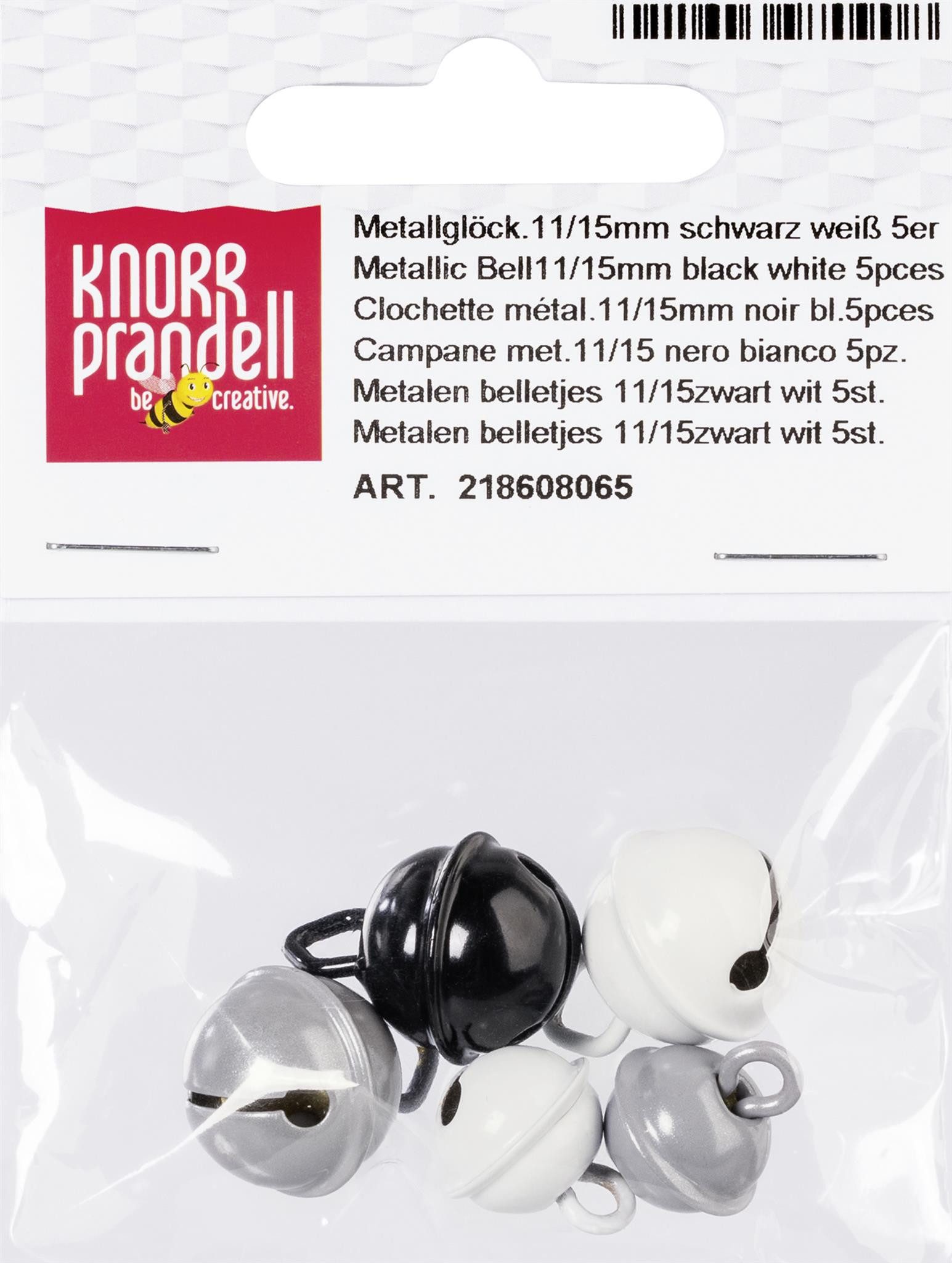 Knorr Prandell Bastelperlen KNORR PRANDELL 218608065 Glöckchen-MixØ 11 15 mm Metall schwarz weiss