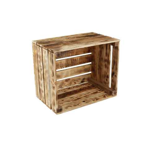 GrandBox Dekokiste Holz Kiste 50x40x30 cm geflammt Vintage (1er Set)