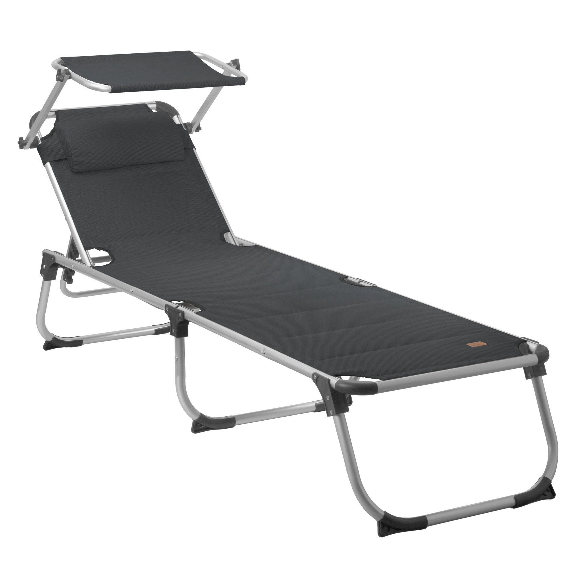CampFeuer Gartenliege Sonnenliege mit Dach, Anthrazit, Alu Campingliege