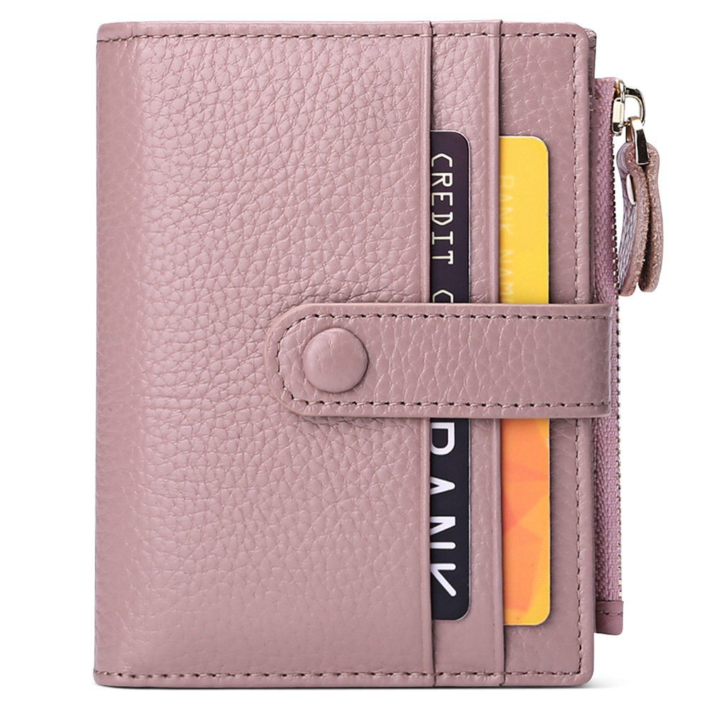 Invanter Geldbörse Damen-Geldbörse aus echtem Geldbörse für Damen Leder Rosa RFID-Schutz. mit