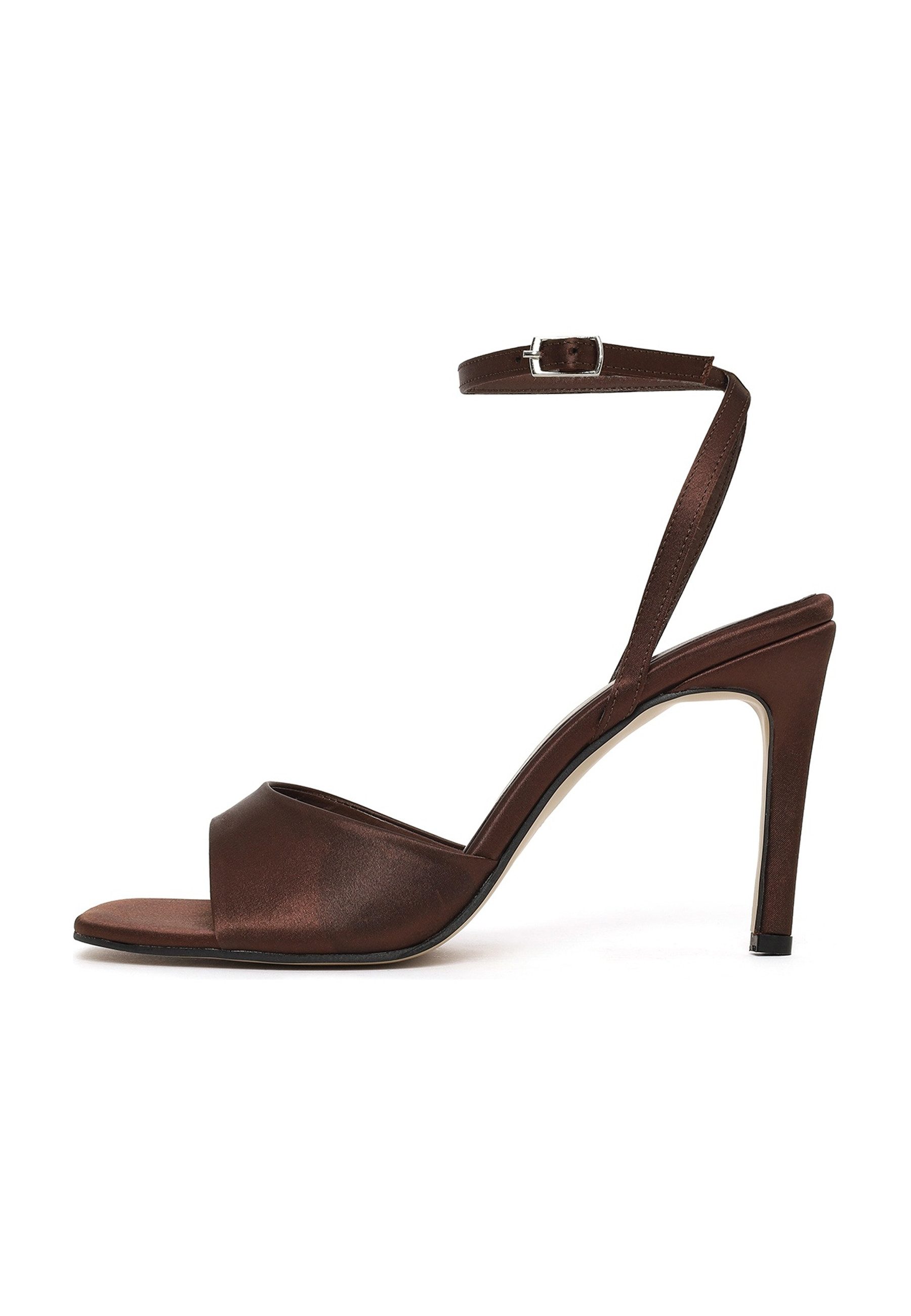Derimod Sandaletten mit hohem Absatz aus Textil Sandale Stoff, Synthetikfutter, TPU-Sohle, Knöchelriemen, Stilettoabsatz