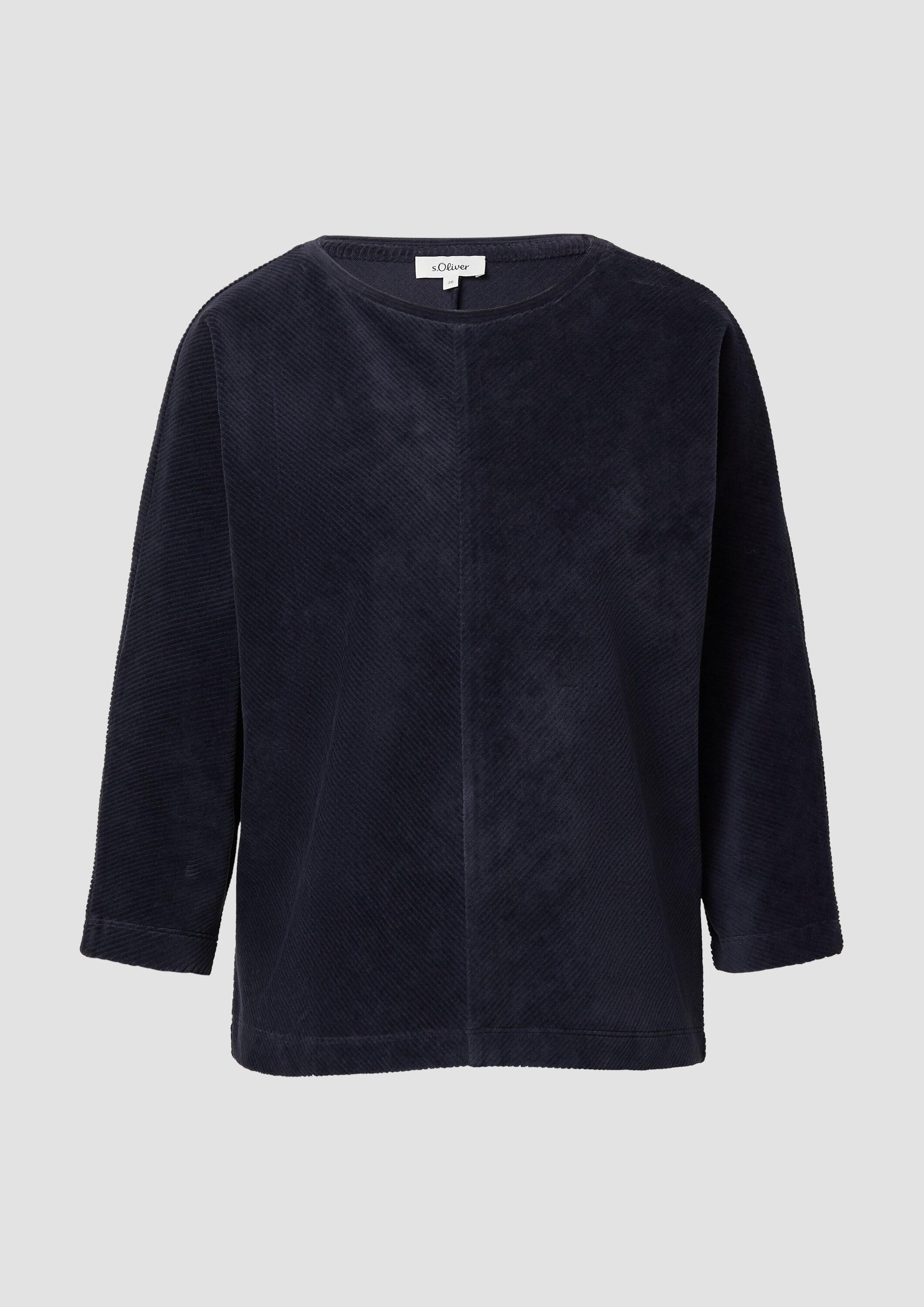 s.Oliver 3/4 Arm-Pullover Sweatshirt Cord-Shirt mit Teilungsnaht und Fledermausärmeln