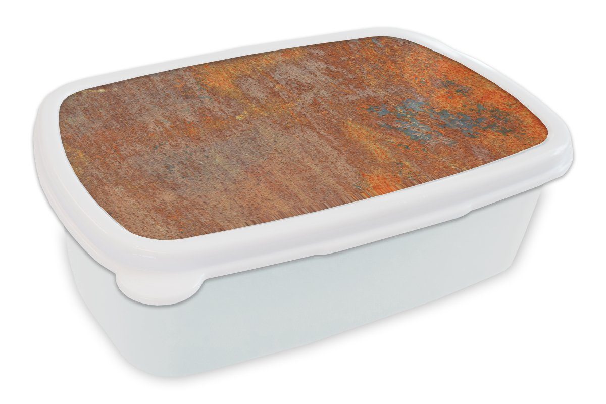 MuchoWow Lunchbox Rost - Eisen - Industriell - Alt, Kunststoff, (2-tlg), Brotbox für Kinder und Erwachsene, Brotdose, für Jungs und Mädchen weiß