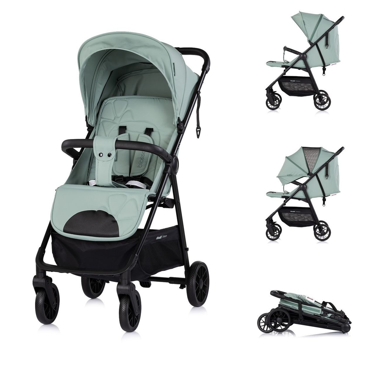 Chipolino Kinder-Buggy Kinderwagen Blossom, Stoßdämpfer verstellbare Rückenlehne Korb bis 22kg