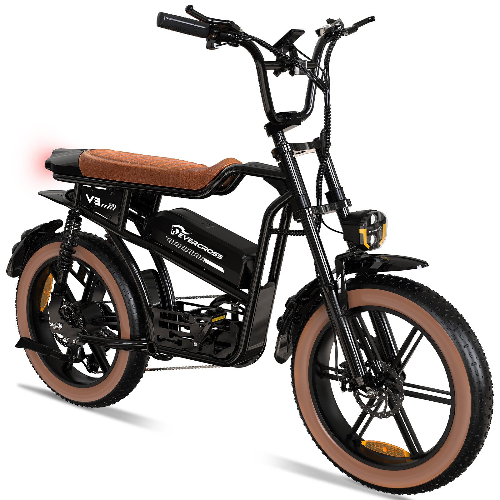 EVERCROSS TECH EBike EBike 20” fette Reifen MTB, 48V 15AH Removable Battery, 7 Gang, Heckmotor