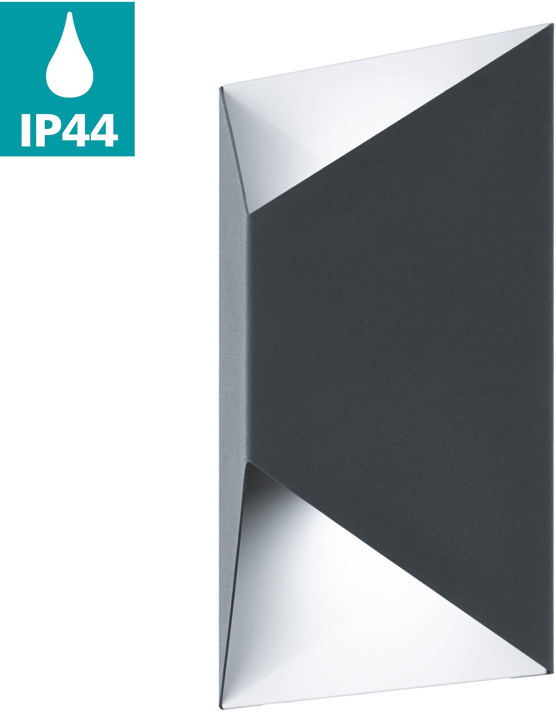 EGLO Wandleuchte PREDAZZO Wandlampe, Stahl, Außenlampe, IP44, Garten, Lampe Hauswand, LED fest integriert, Warmweiß, Außenleuchte, Wandleuchte aus verzinktem Stahl, Anthrazit, weiß, IP44