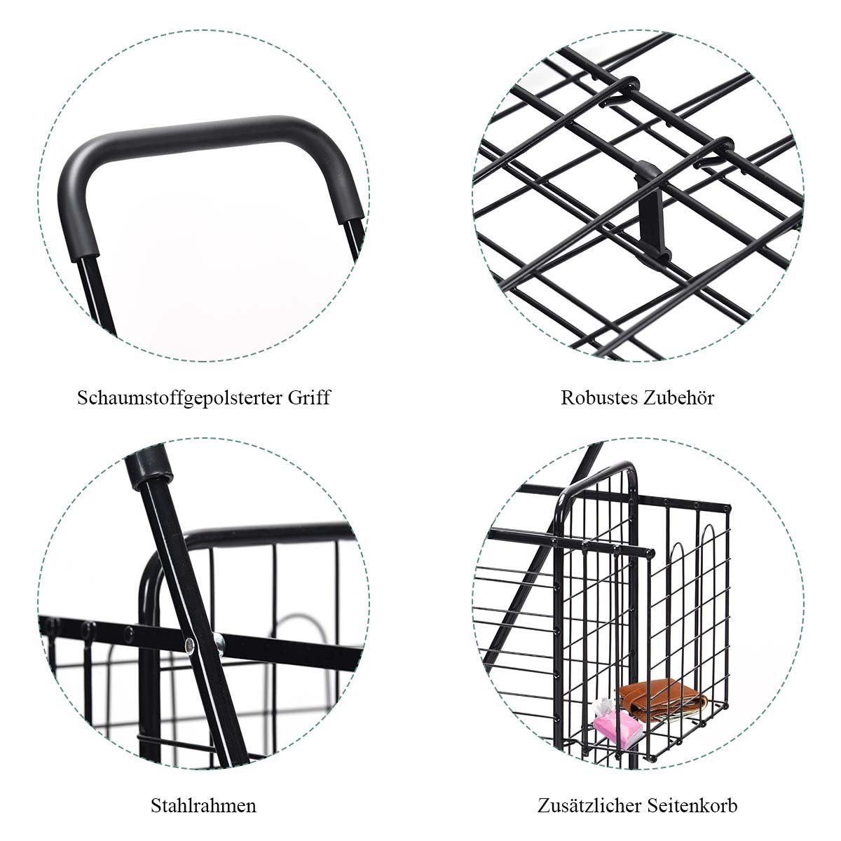 COSTWAY Einkaufstrolley, 48L+10L, mit verstellbarer Griff, günstig online kaufen