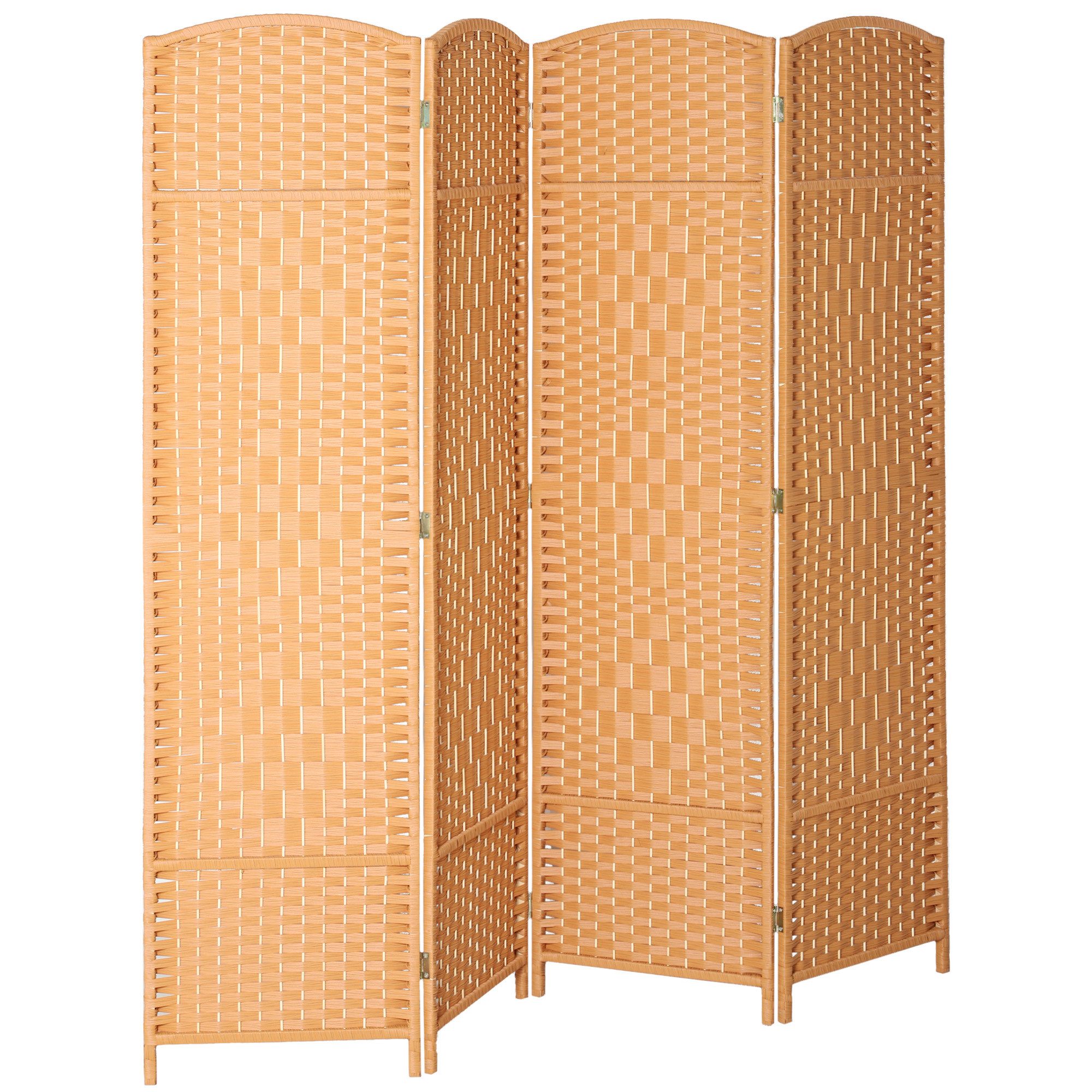 HOMCOM Paravent Faltbar Raumtrenner Stellwand Sichtschutz (Raumteiler, 4 St., Trennwand), für Wohnzimmer 180 x 180 cm Braun
