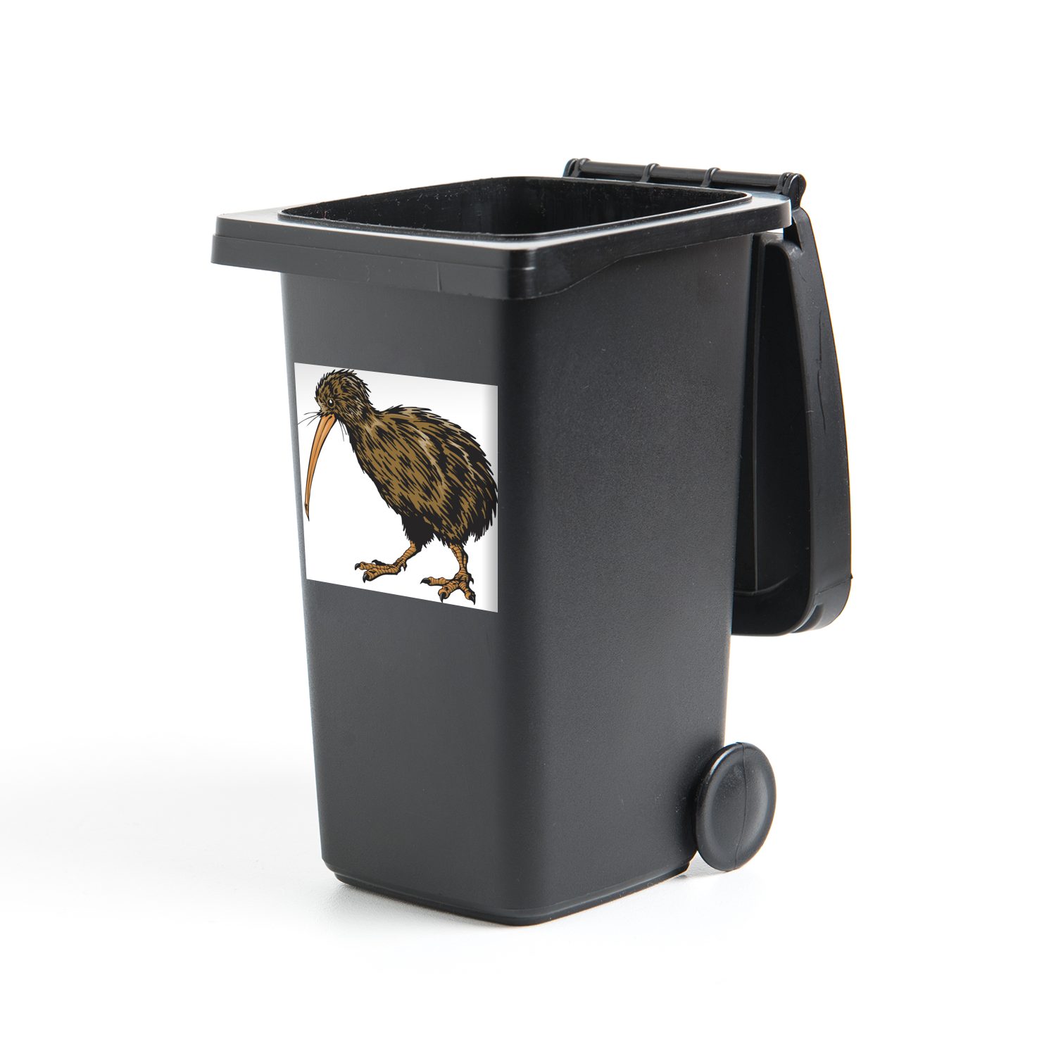 MuchoWow Wandsticker Illustration eines braunen Kiwi-Vogels (1 St), Mülleimer-aufkleber, Mülltonne, Sticker, Container, Abfalbehälter