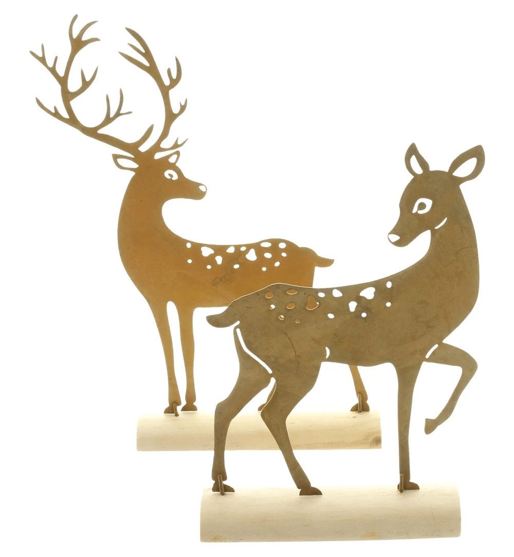 Home-trends24.de Dekofigur Hirsch Reh Rost Deko Metall Herbst 2er-Set (2 St)