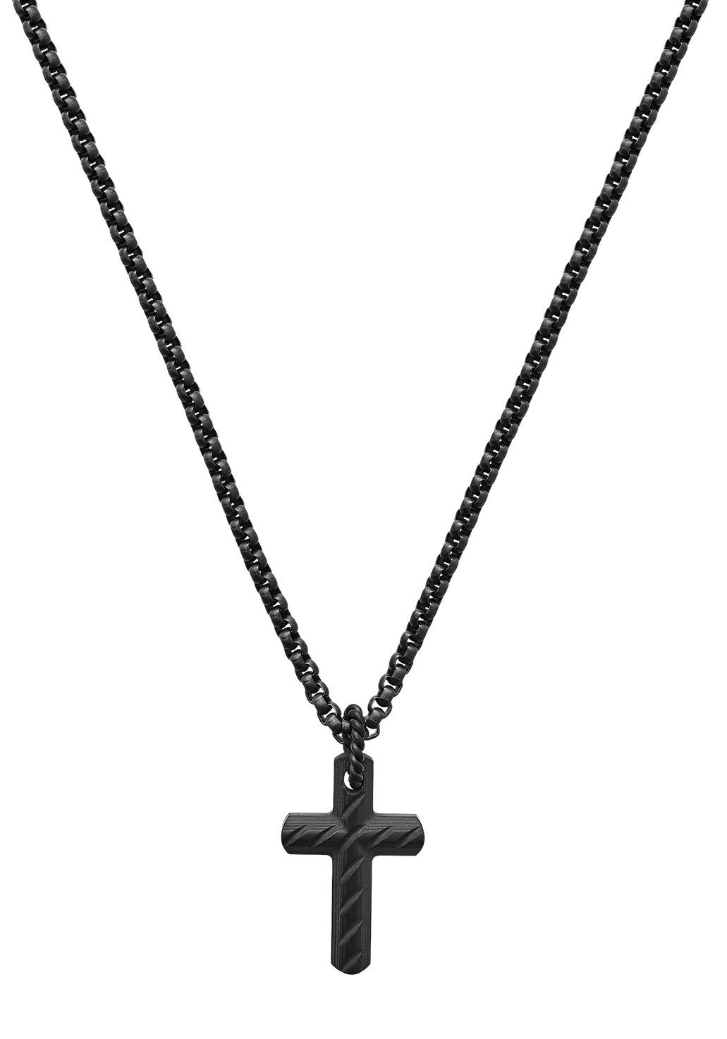 mit XENOX Anhänger X4115 Halskette, Kreuz, schwarz, Kette