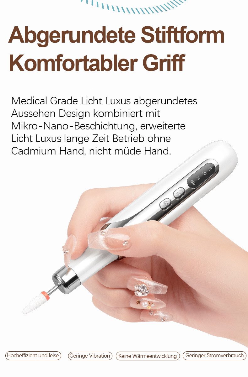 ibettertec Maniküre-Pediküre-Set Kabelloses tragbares Maniküreset,elektrische Maniküre mit Ladestation, inkl. 18 Aufsätze, 15000 hohe U/min