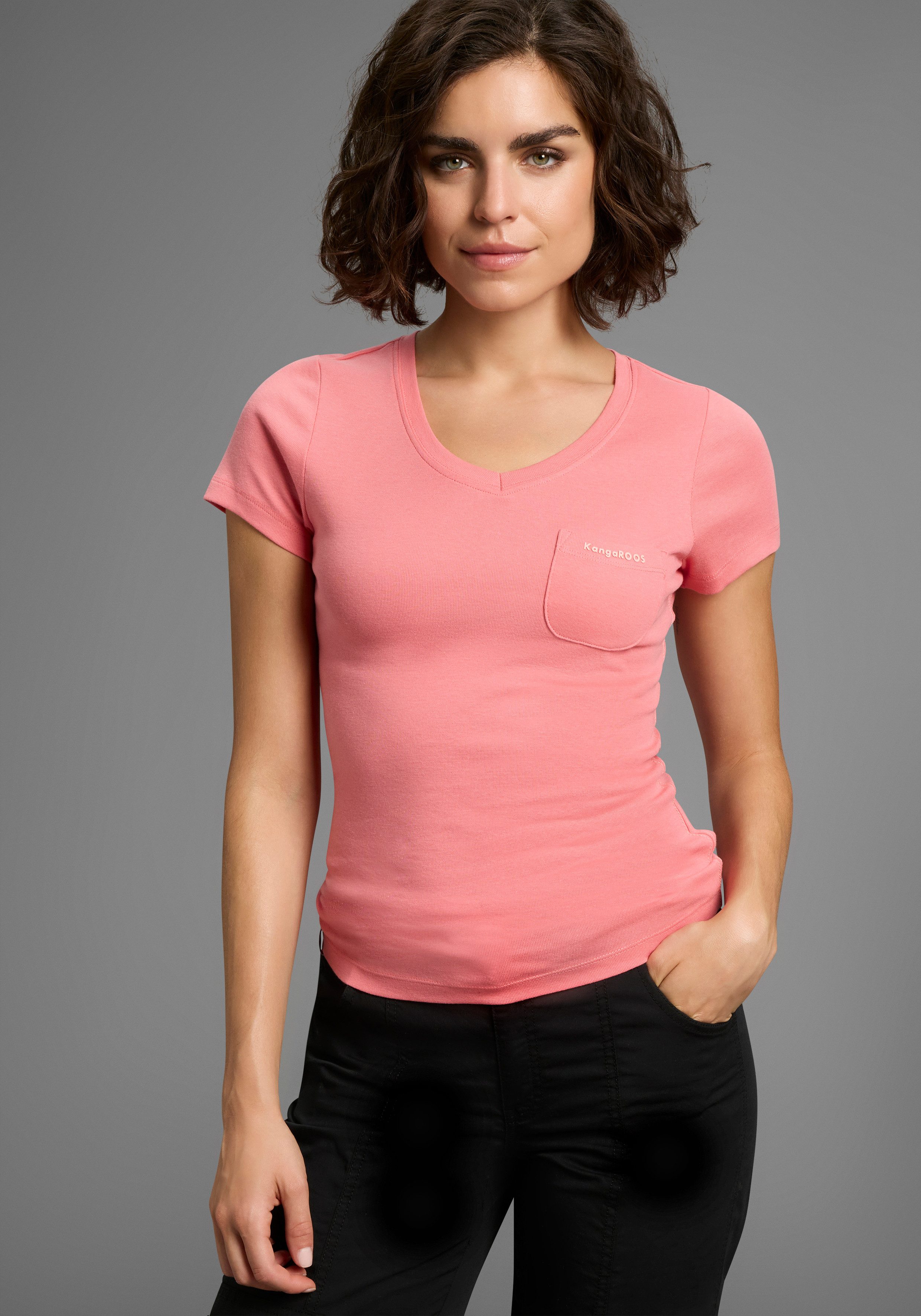 KangaROOS V-Shirt (Spar-Set, 2er-Pack) Kurzarm, figurbetonter Schnitt, aus günstig online kaufen