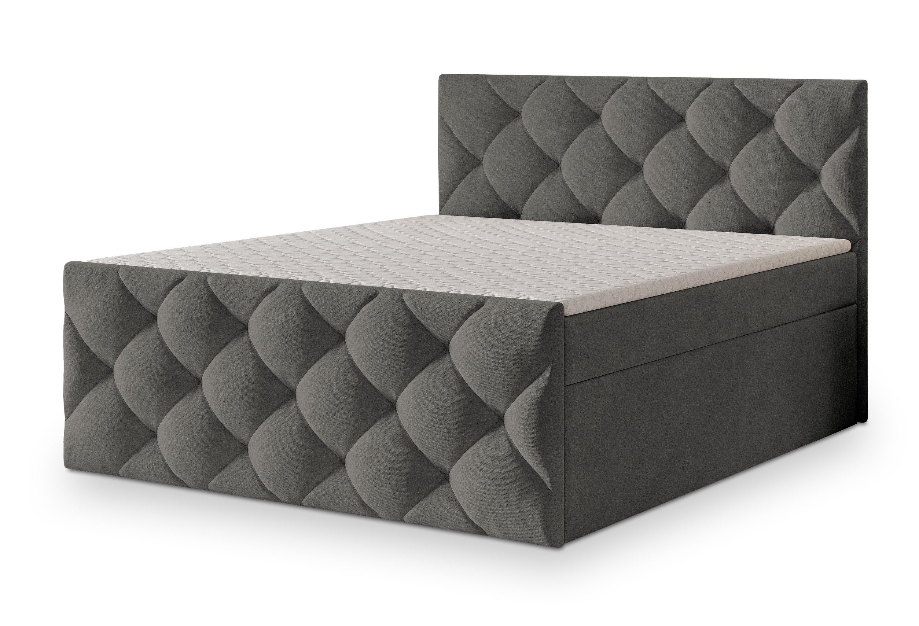 Masseno Boxbett ROVARI 140x200 cm mit Bonell Matratze und Topper, Doppelbett, Polsterbett mit Kopfteil, Boxspringbett