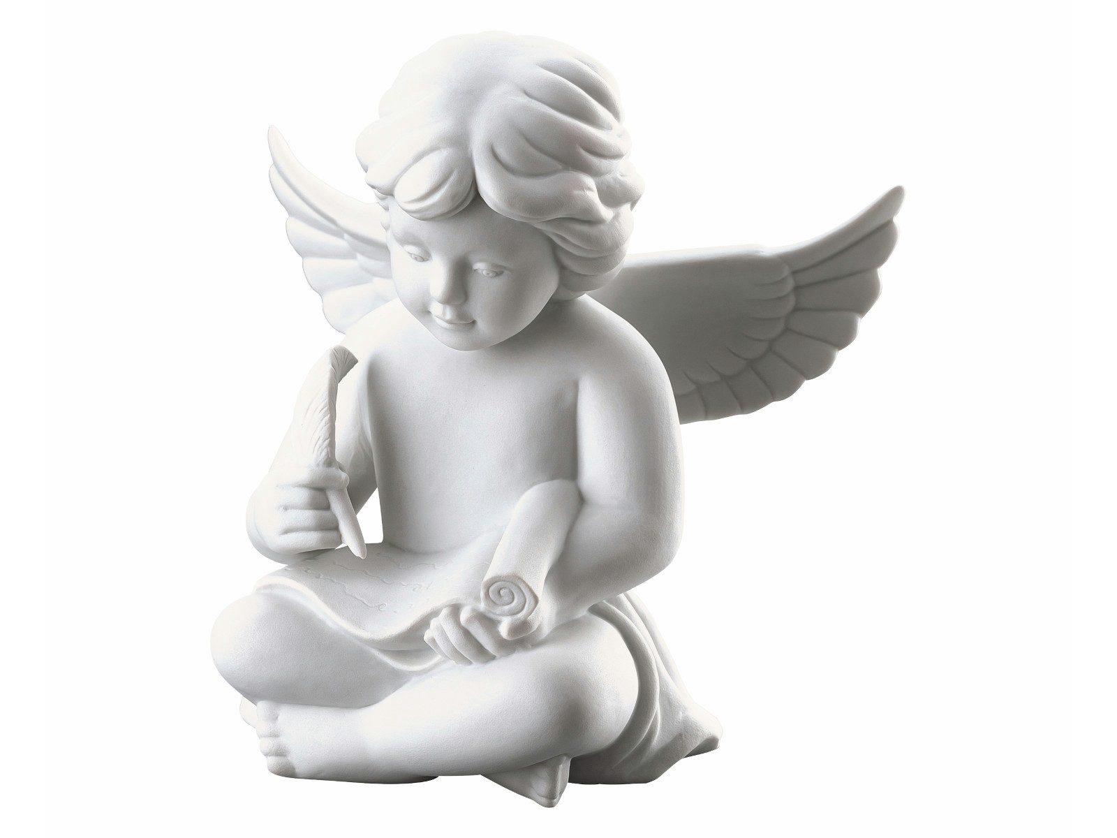 Rosenthal Dekofigur Engel gross weiss matt mit Schriftrolle 14cm, Figuren