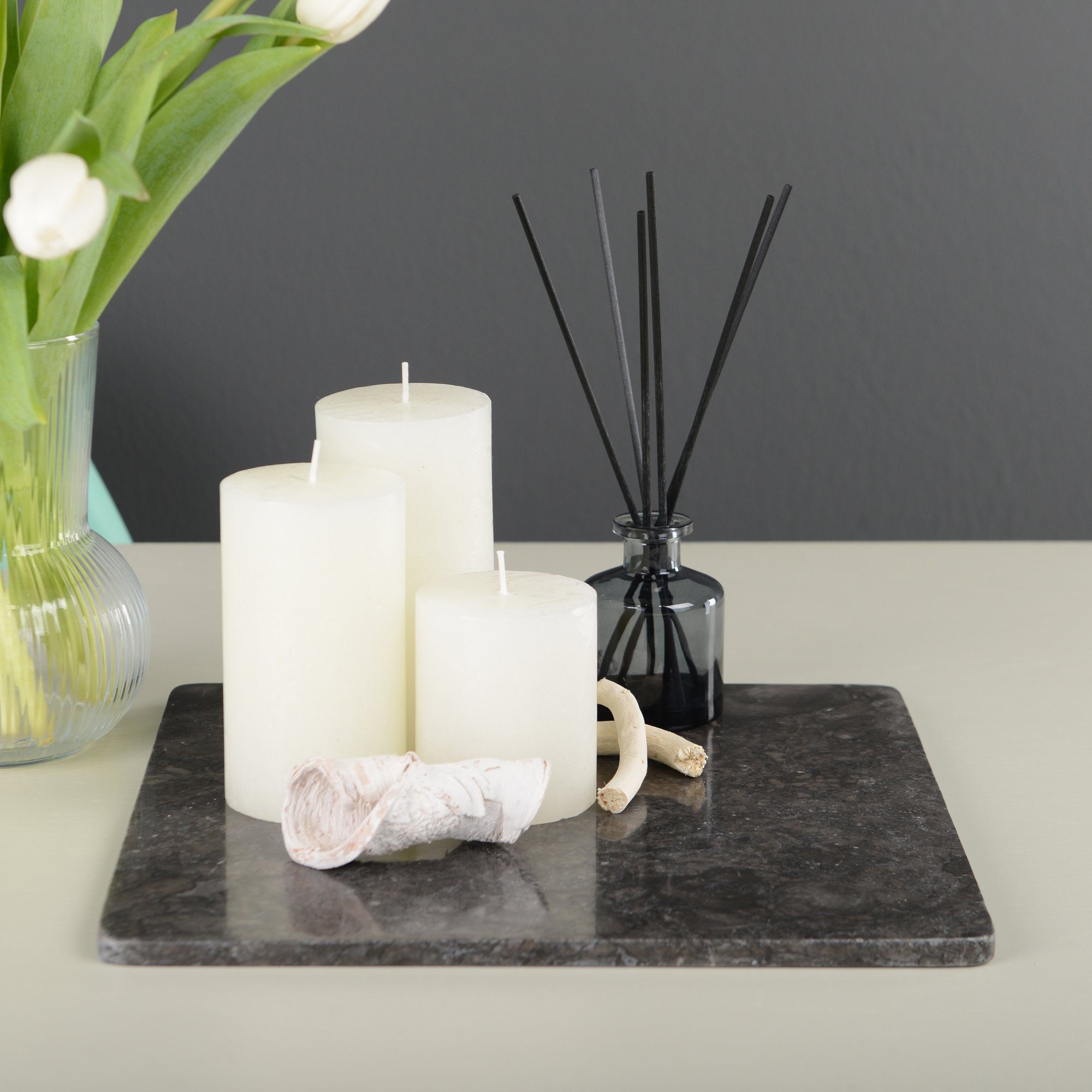 wohnfreuden Dekotablett Marmor Tablett 30 cm anthrazit quadratisch flach, 3 günstig online kaufen