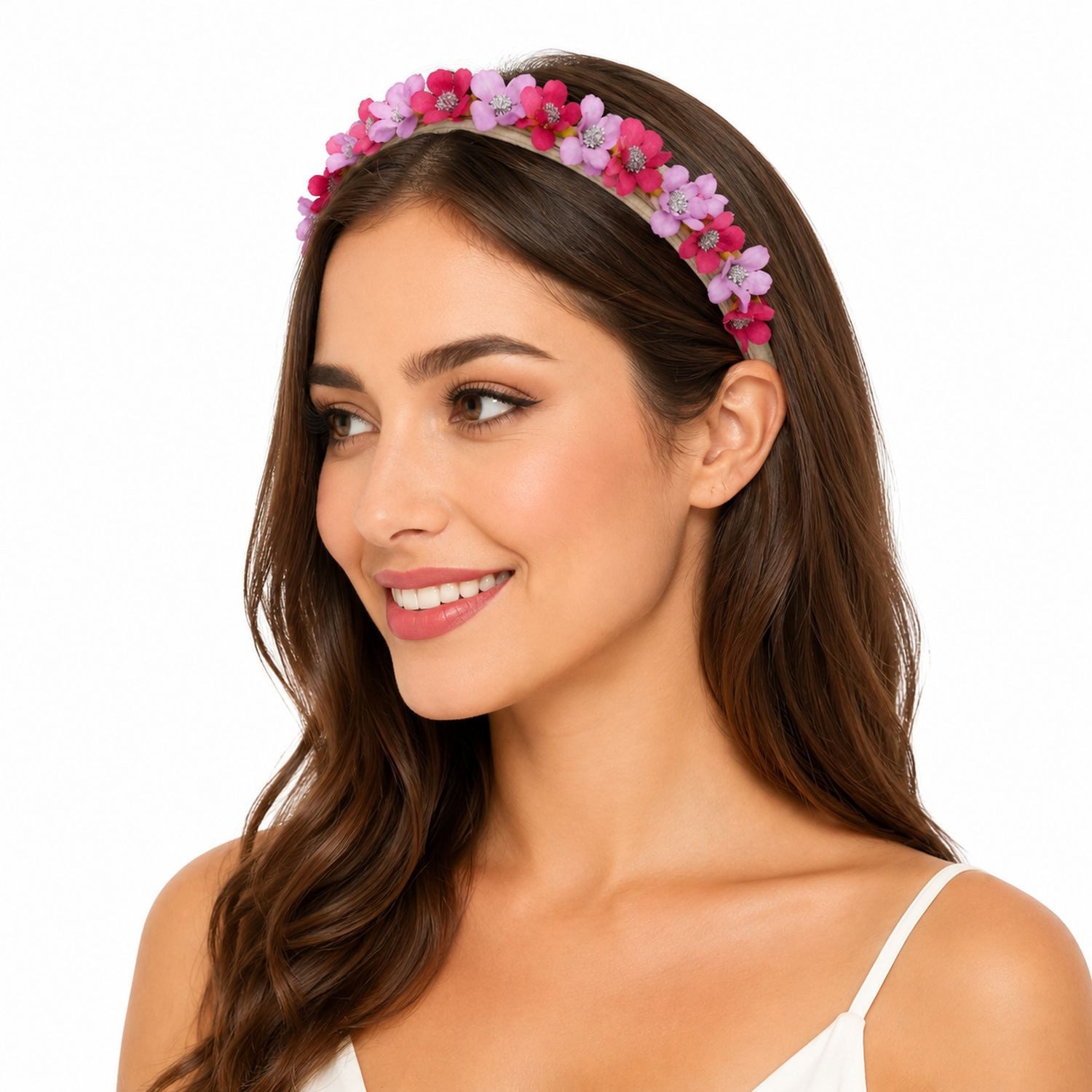 Trachtenland Haarreif Blumen Kranz "Elfe" - Schmaler Blütenkranz Haarschmuck Hochzeit