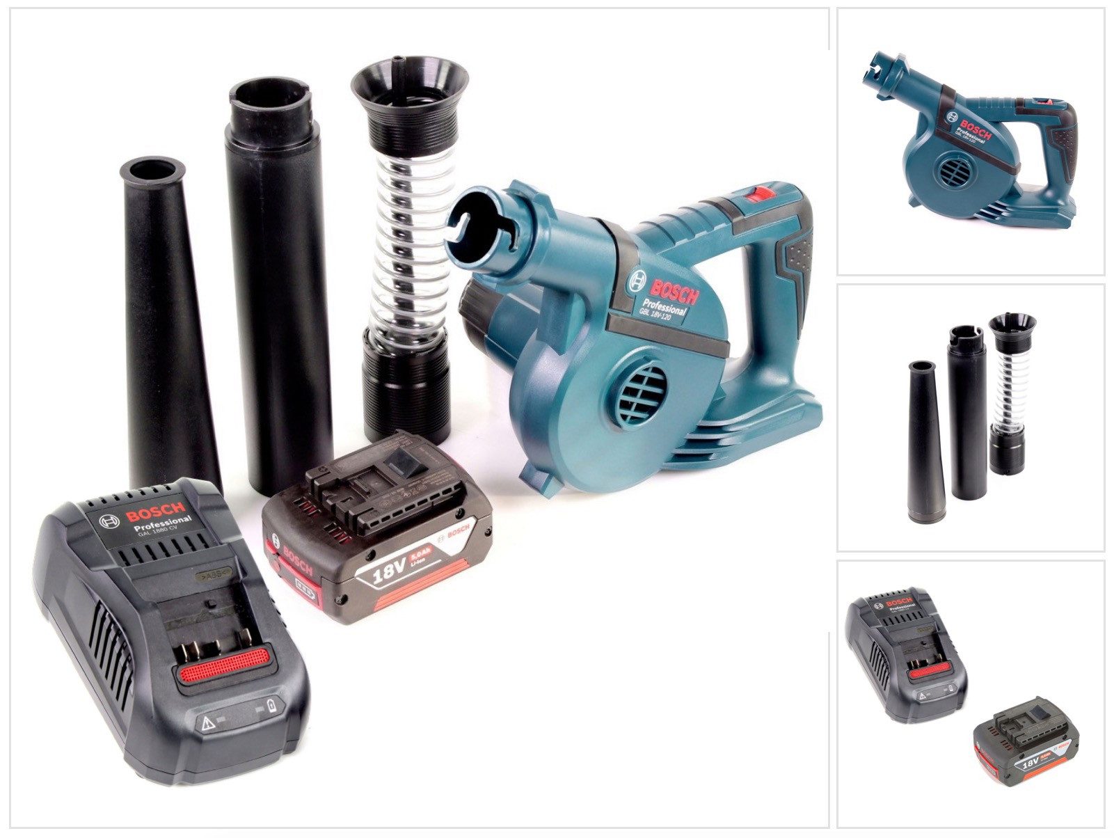 Bosch Professional Akku-Laubbläser GBL 18 V-120 Akku Gebläse Laubbläser mit 1x Bosch GBA 18V 5,0 Ah Akku