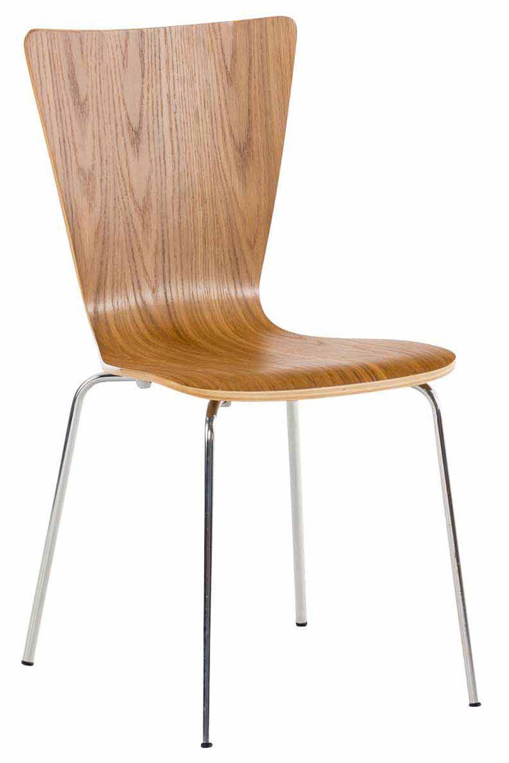 Holz Konferenzstuhl Warteraumstuhl Gestell: Besucherstuhl chrom Sitzfläche: Messestuhl), ergonomisch - Jaron eiche TPFLiving geformter Metall mit - - Sitzfläche - (Besprechungsstuhl
