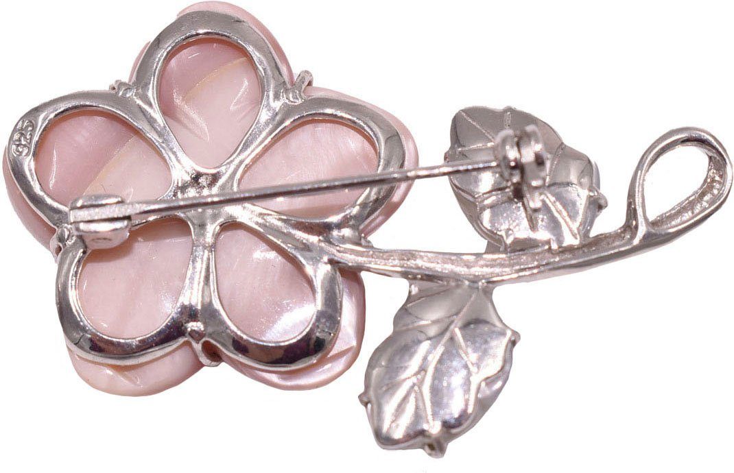 Firetti Brosche Schmuck Geschenk Silber 925 Ansteckschmuck Blume, mit Perlmutt