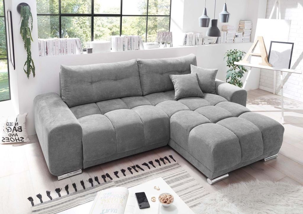 cm ED Paco Schlamm Couch (Grau-Braun) Eckcouch Ecksofa, EXCITING DESIGN Sofa Ecksofa 264x186