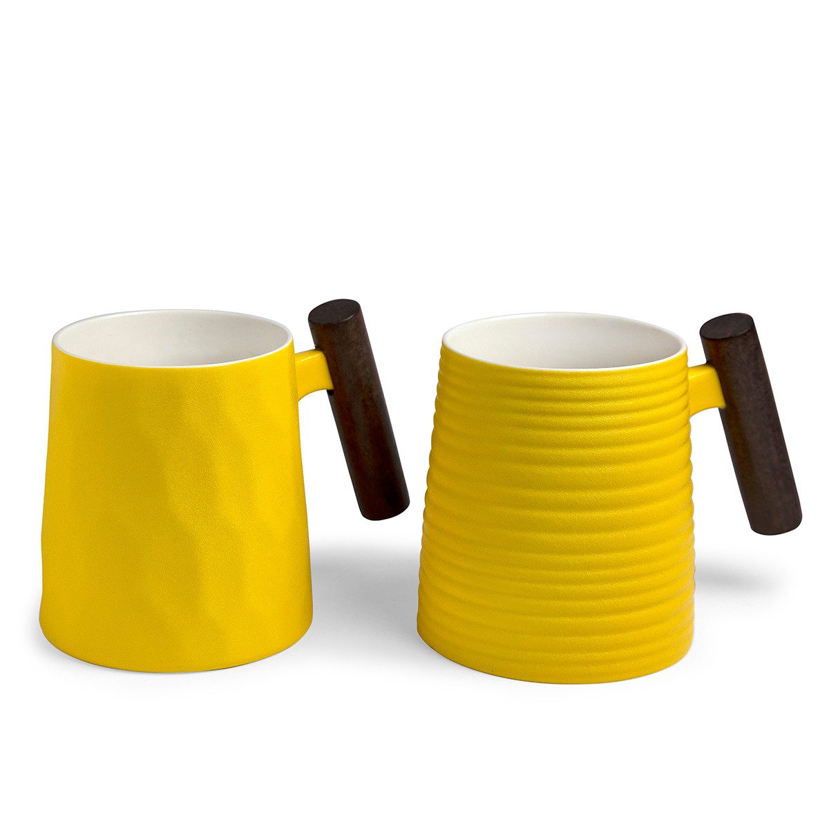 TeaLogic Tasse Amalfi 2er Set Henkelbecher Porzellan mit Holzgriff groß, 1-tlg.