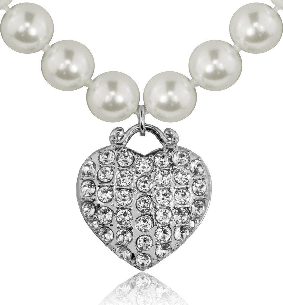 LUISIA® Perlenkette Perlen Halskette mit Strass günstig online kaufen