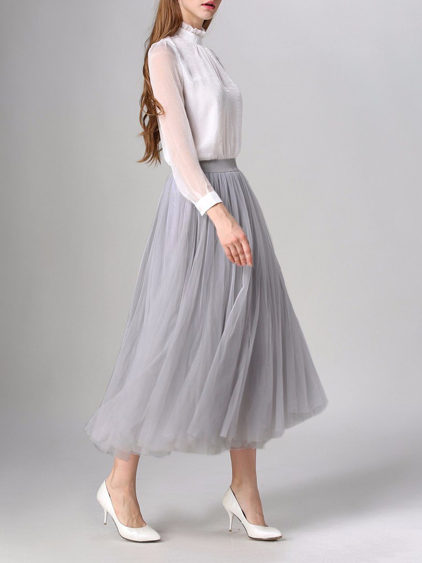DEBAIJIA Meshrock Meshrock Damen Maxirock Sommer Elegant Lange Röcke Kleid günstig online kaufen