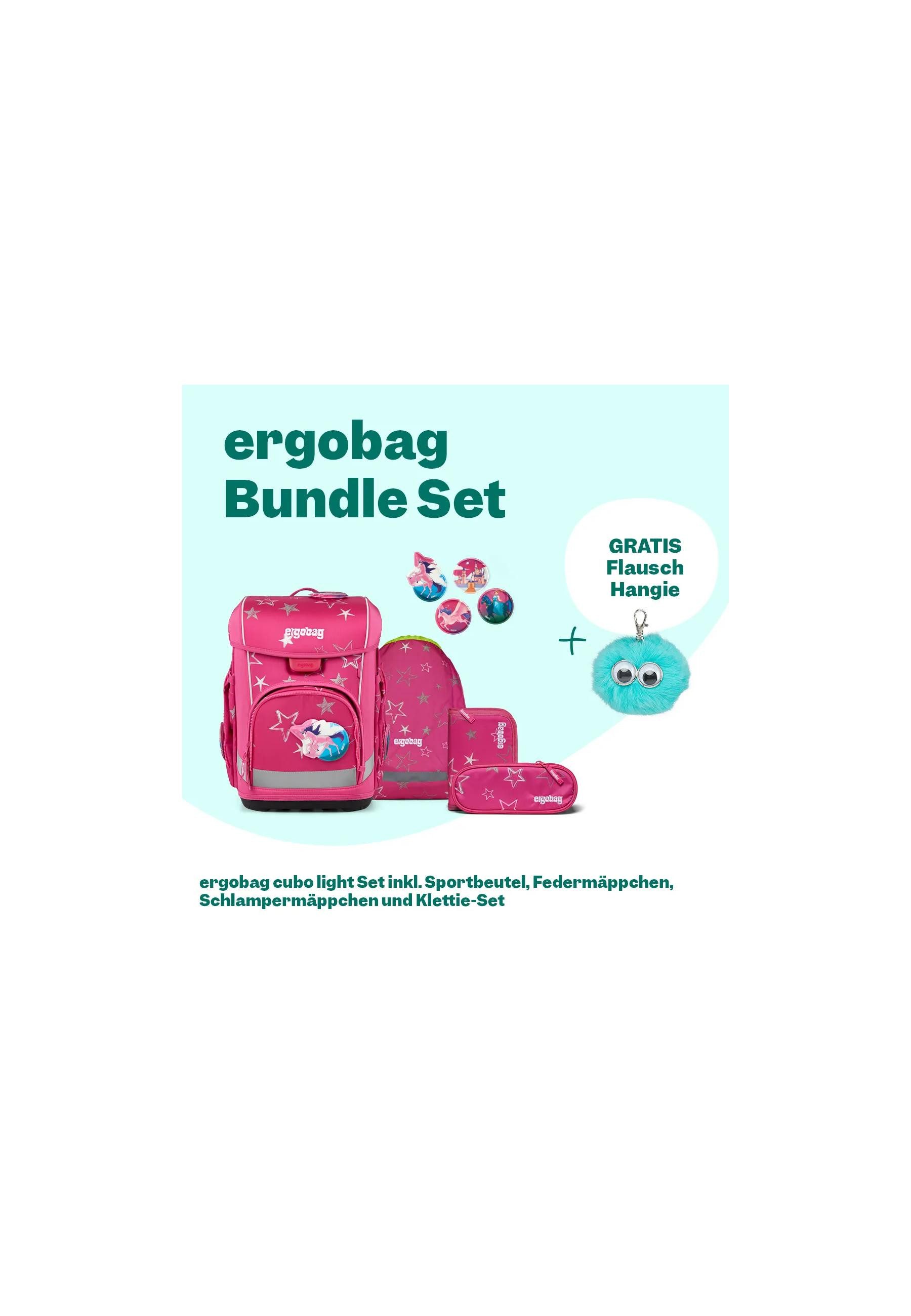 ergobag Schulranzen cubo light Bundle Set (6-tlg., 6-teiliges Set), wiegt nur 860g