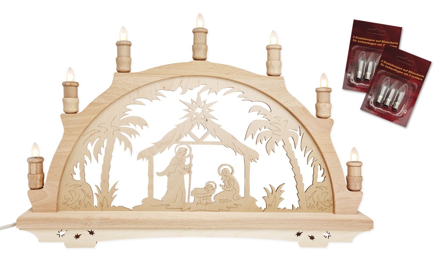 Schwibbogen Erzgebirge Holz Schwibbogen - Heilige Familie - 7 flammig